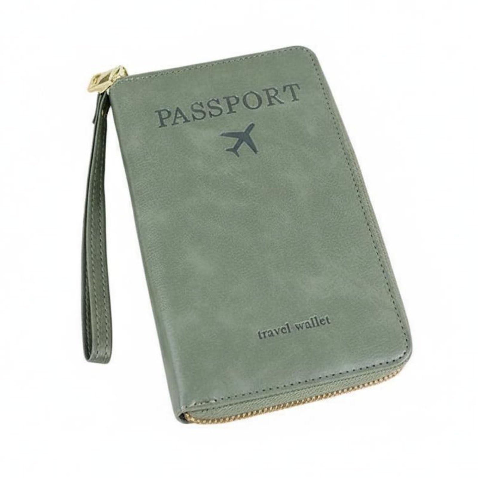 Multi-Functional Contactless Passport Holder Zipper Closure Contactless Blocking Travel Wallet Large Capacity Long Passport Wallet Lightweight for Vacation, Olive Green|Travel-image-17