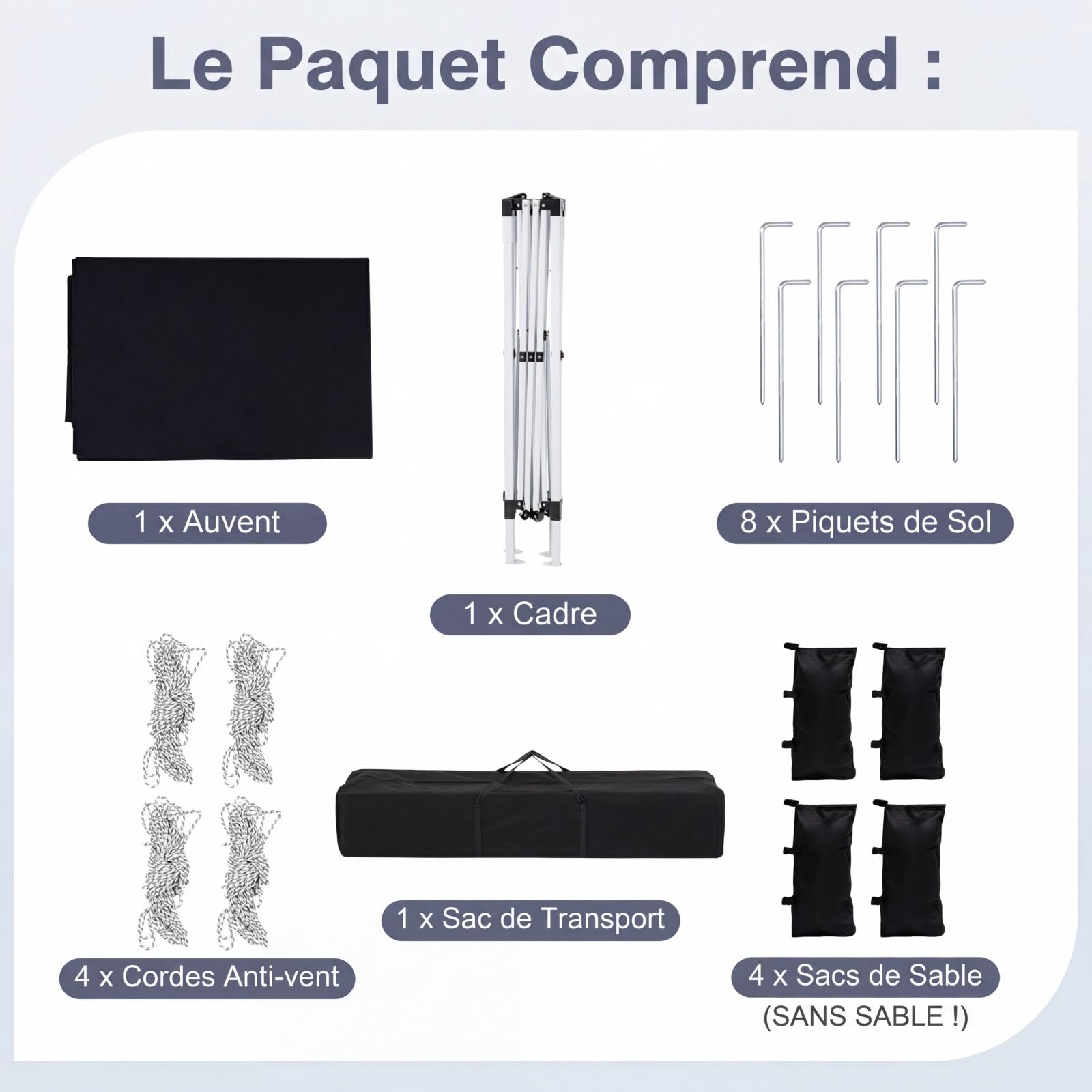 COSTWAY Tonnelle Pliante 3x3 m, Tonnelle de Jardin Pop Up, Sac de Transport, Structure Métallique, 8 Piquet de Tente, 4 Sacs de Sable, Barnum Pliant Exterieur, pour Camping Fête (Noir)