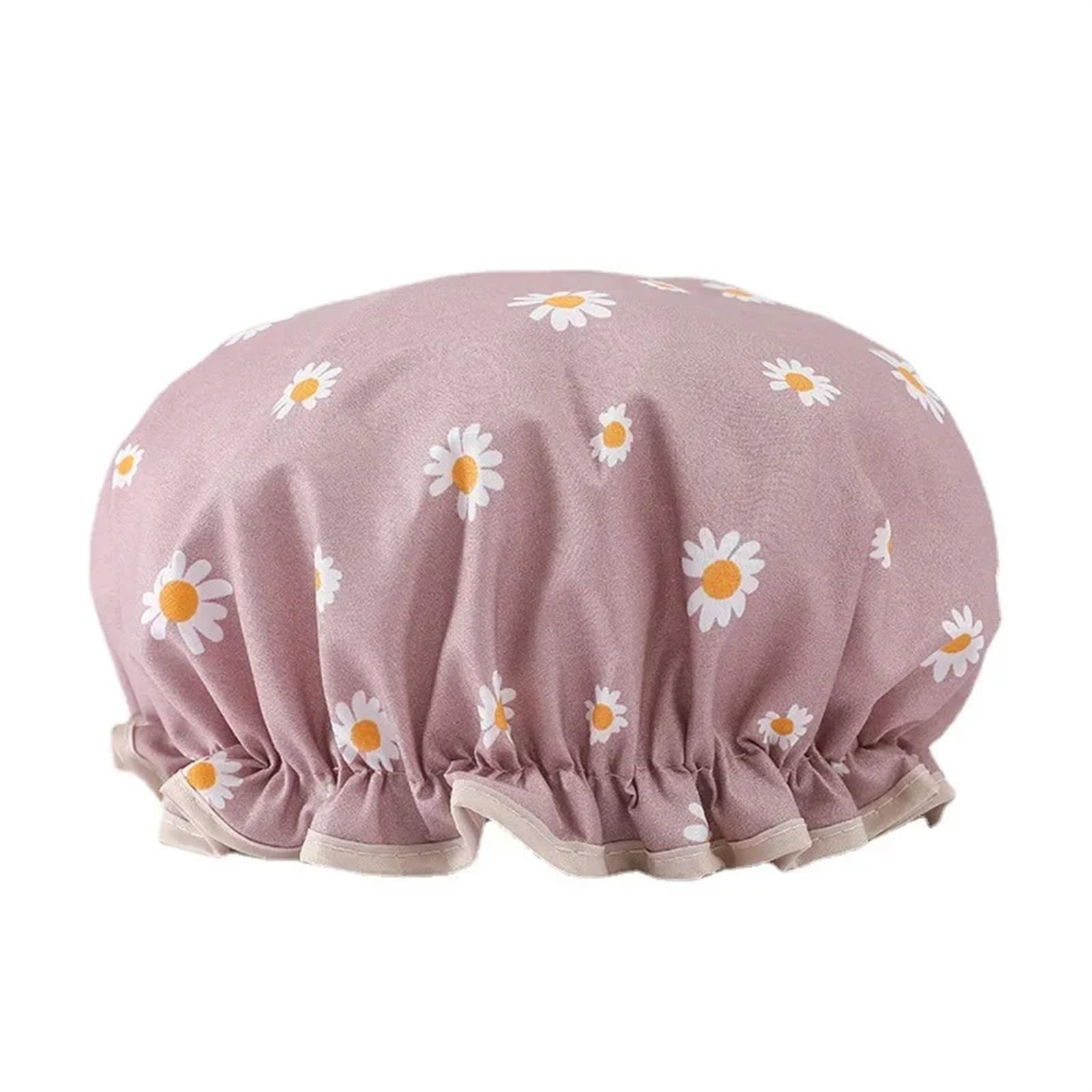 Duschhauben Frauen Dusche Abdeckung Hut Doppel Schicht Liefert wasserdichte Dicke Bad Zubehör Kappe Haar(Color:Pink-10pcs)