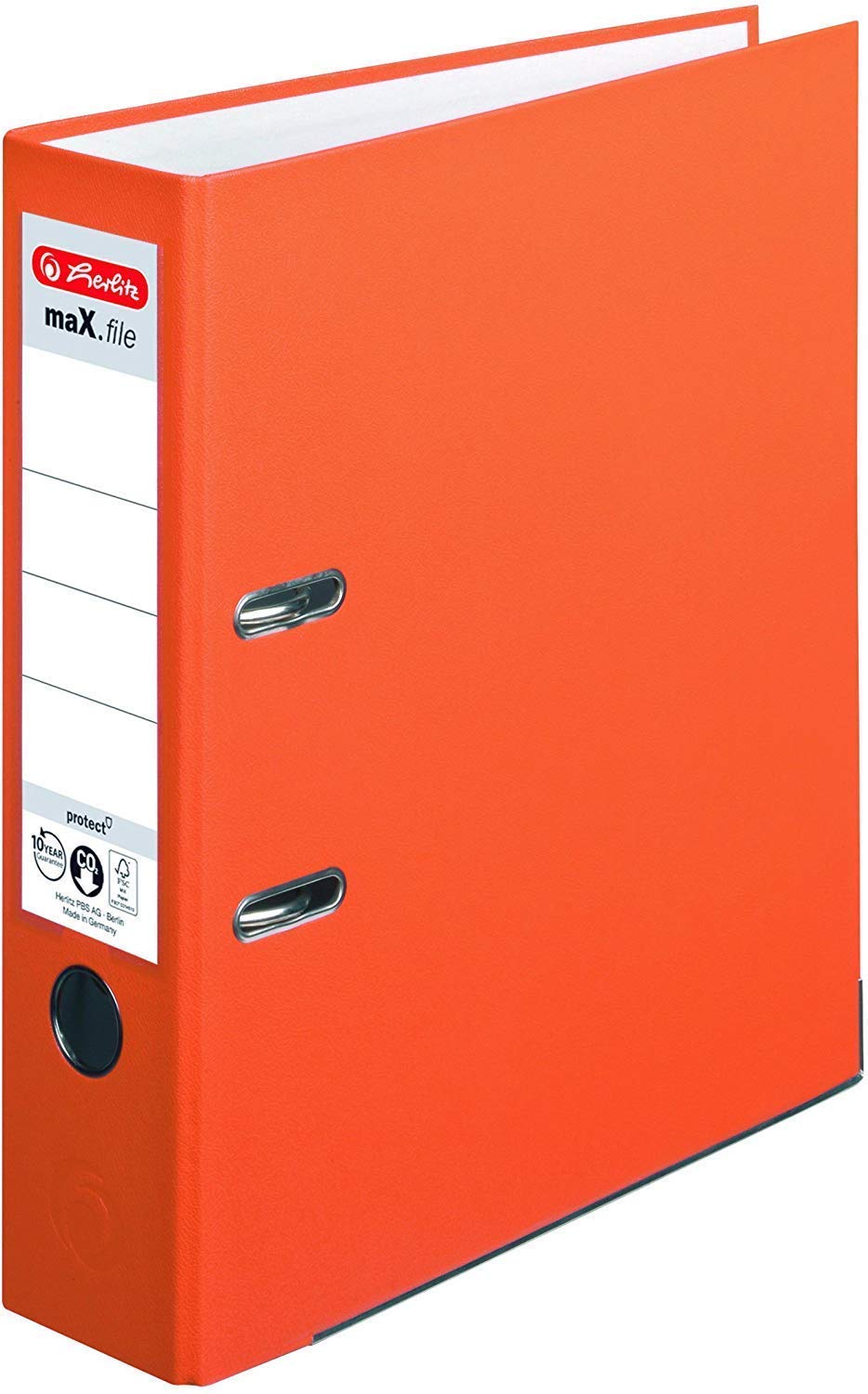 herlitz Ordner A4, maX.file protect, 8 cm breit, maXimale Qualität (8cm Breit, Orange, 10er Pack)