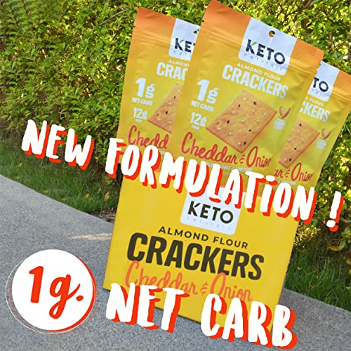 Keto Naturals Keto Crackers Low Carb Crackers (Cheddar And Onion) Keto Friendly Snack Crackers Almost Zero Carb No Sugar (3 Pack) Almond Flour Crackers Healthy Snack Absolutely Gluten Free Crackers Paleo Snack Friendly thumb #1