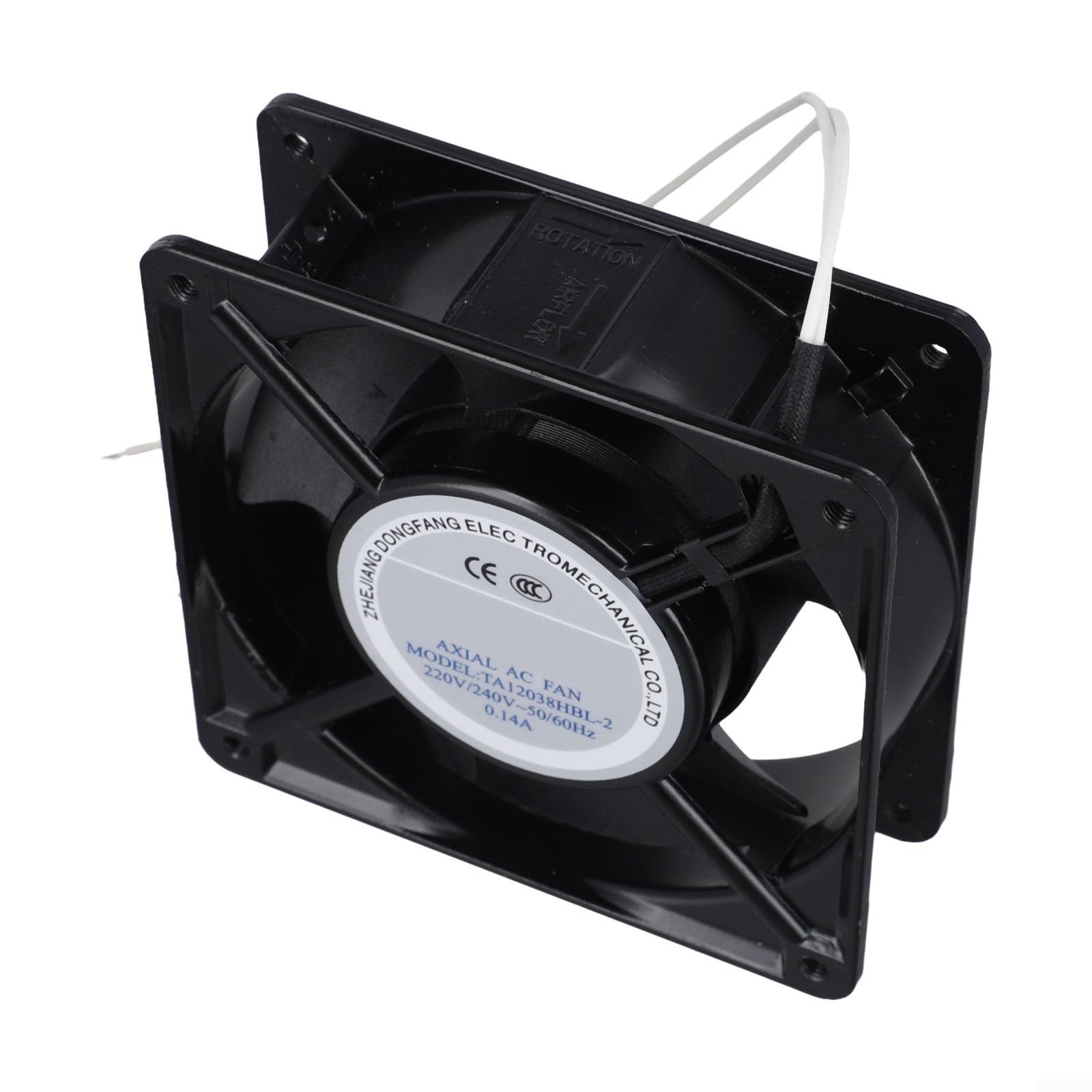 Ventilador axial para casete de chimenea, alta temperatura, aspas metálicas, silencioso, intercambiable, negro, 120 x 120 x 38 mm