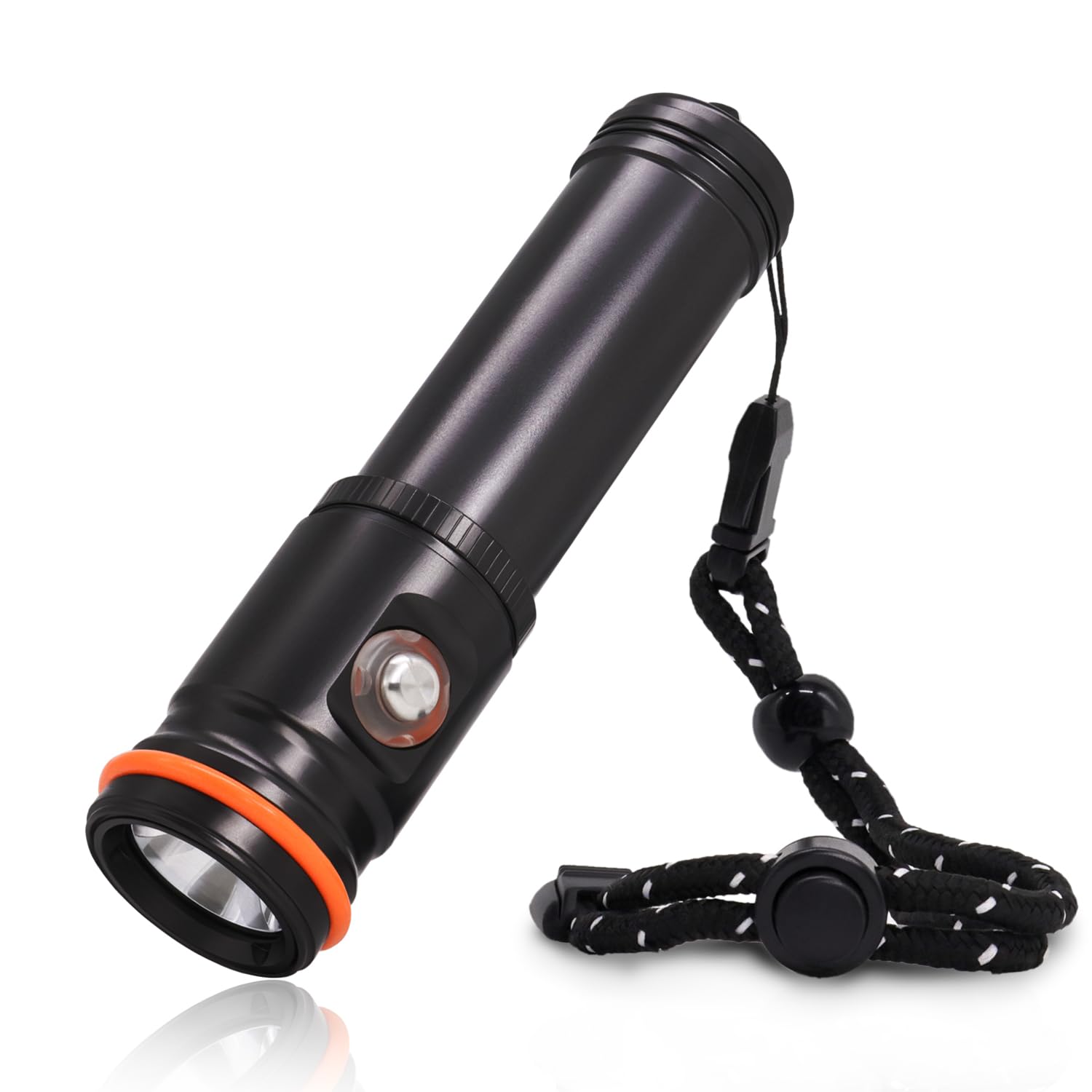 2000 Lumen Professionelle Tauch-Taschenlampe, wiederaufladbar, IP68 wasserdicht, 100 m Unterwasser-Taschenlampe mit Typ-C, Schwarz (Batterie nicht im Lieferumfang enthalten)
