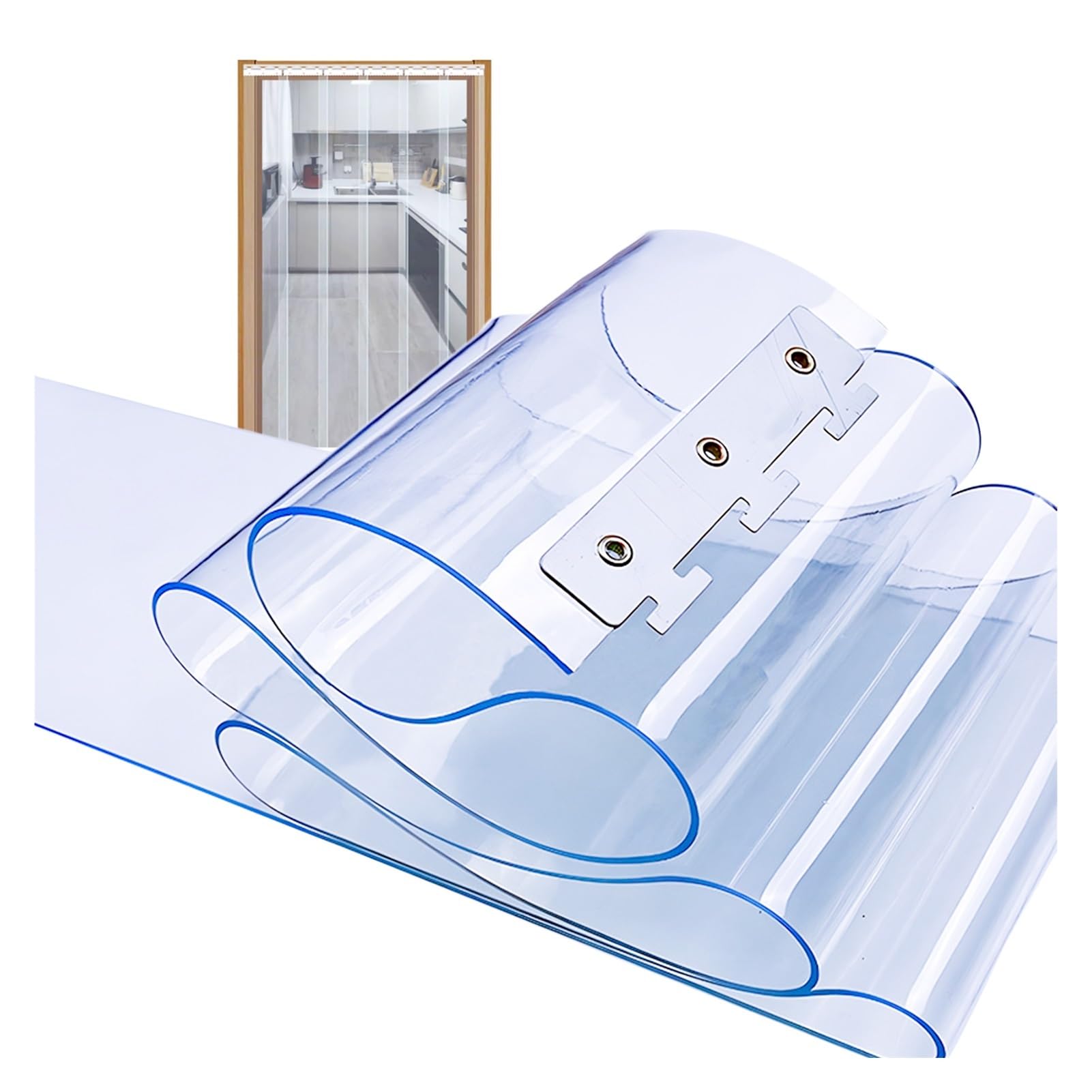 Rideau de porte en vinyle plastique PVC à lamelles verticales transparentes et imperméables pour terrasse, industriel, garage