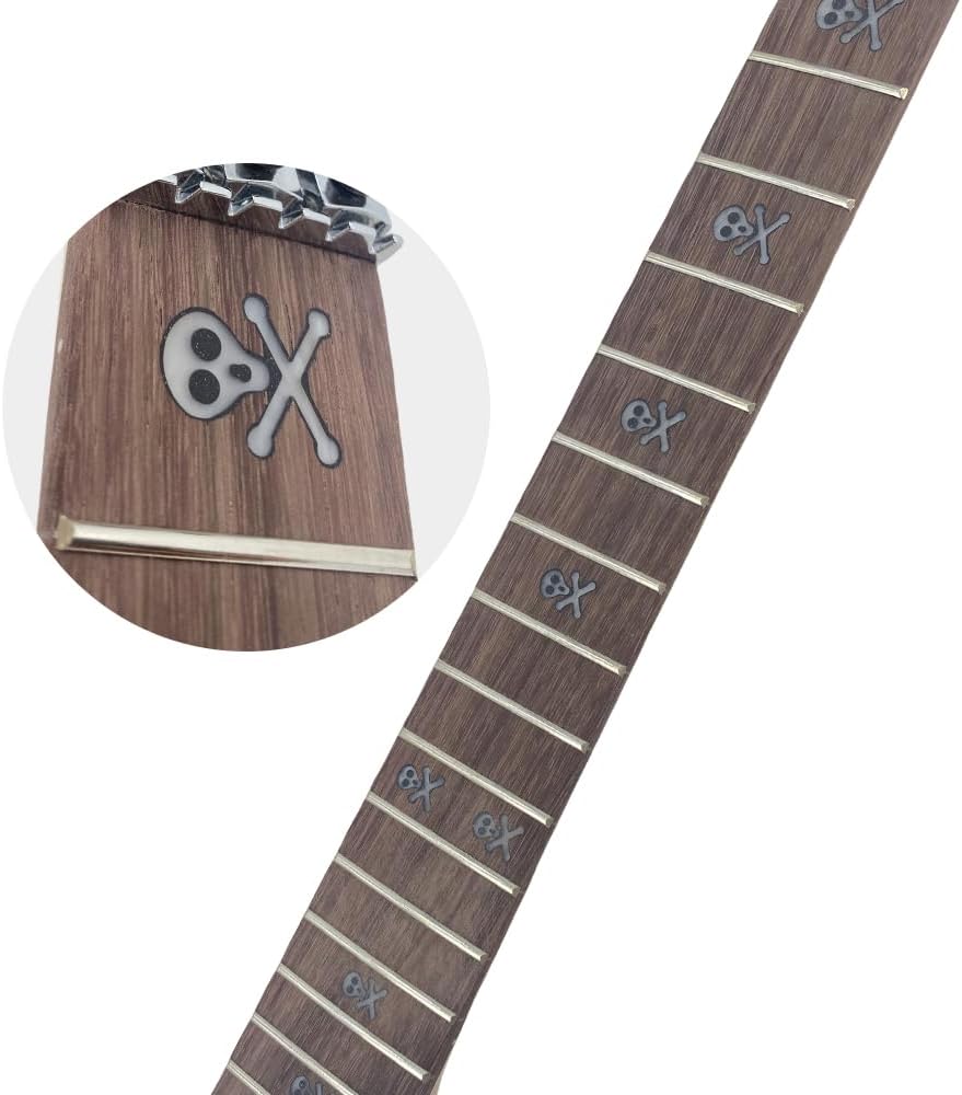 Yinfente Guitar neck 24fret 25.5inch Reversed head Maple wood Bolt On heel Shark Fin Inlay DIY Guitar