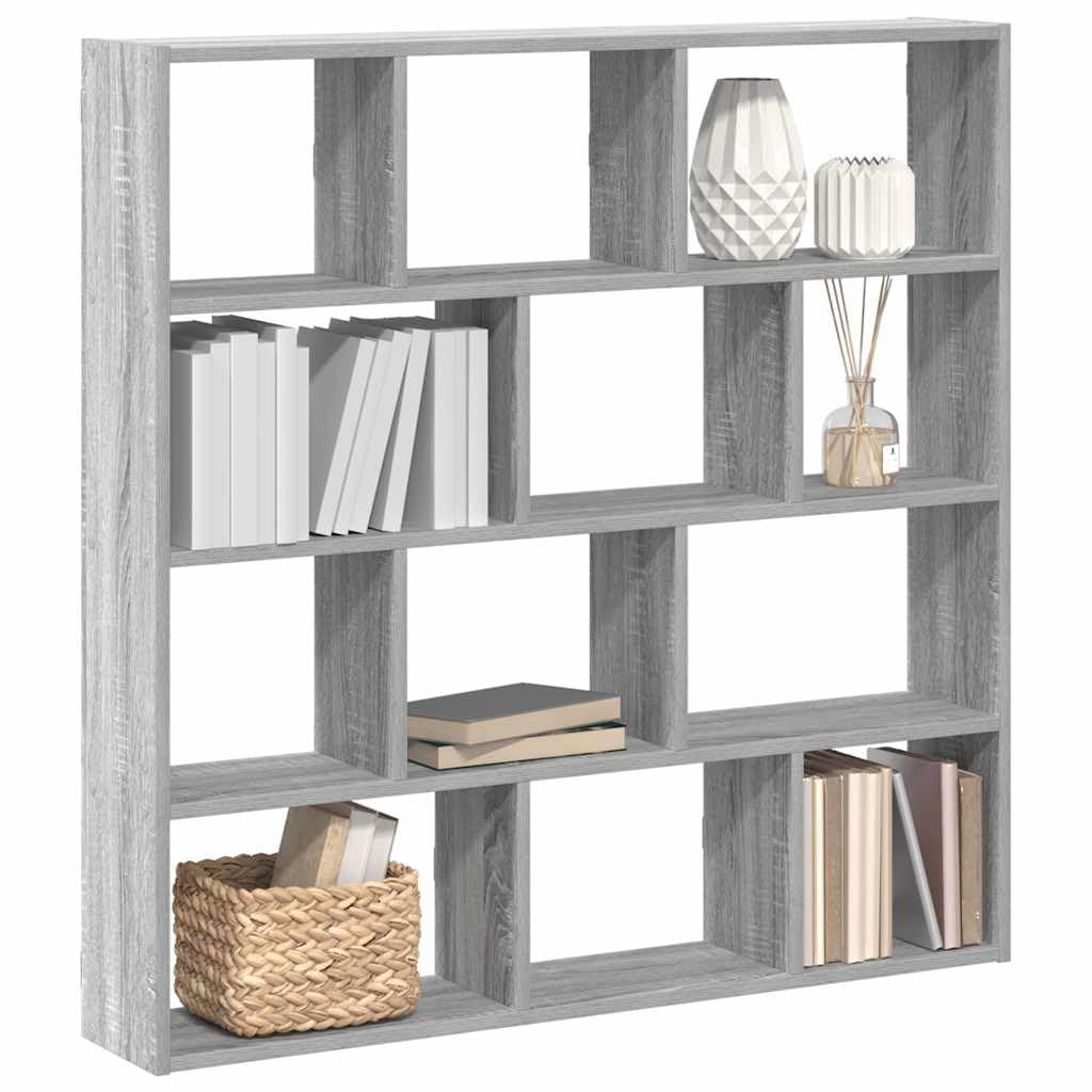 Étagère murale gain de place en bois Sonoma gris 100cm, 12 cases pour désencombrer le bureau