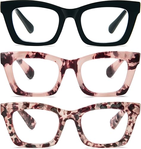 Miniatura 7 de REAVEE Oprah Style - Lentes de lectura para mujer, bloqueo de luz azul, elegantes y de gran tamaño, bisagra de resorte Negro/Leopardo/Gris