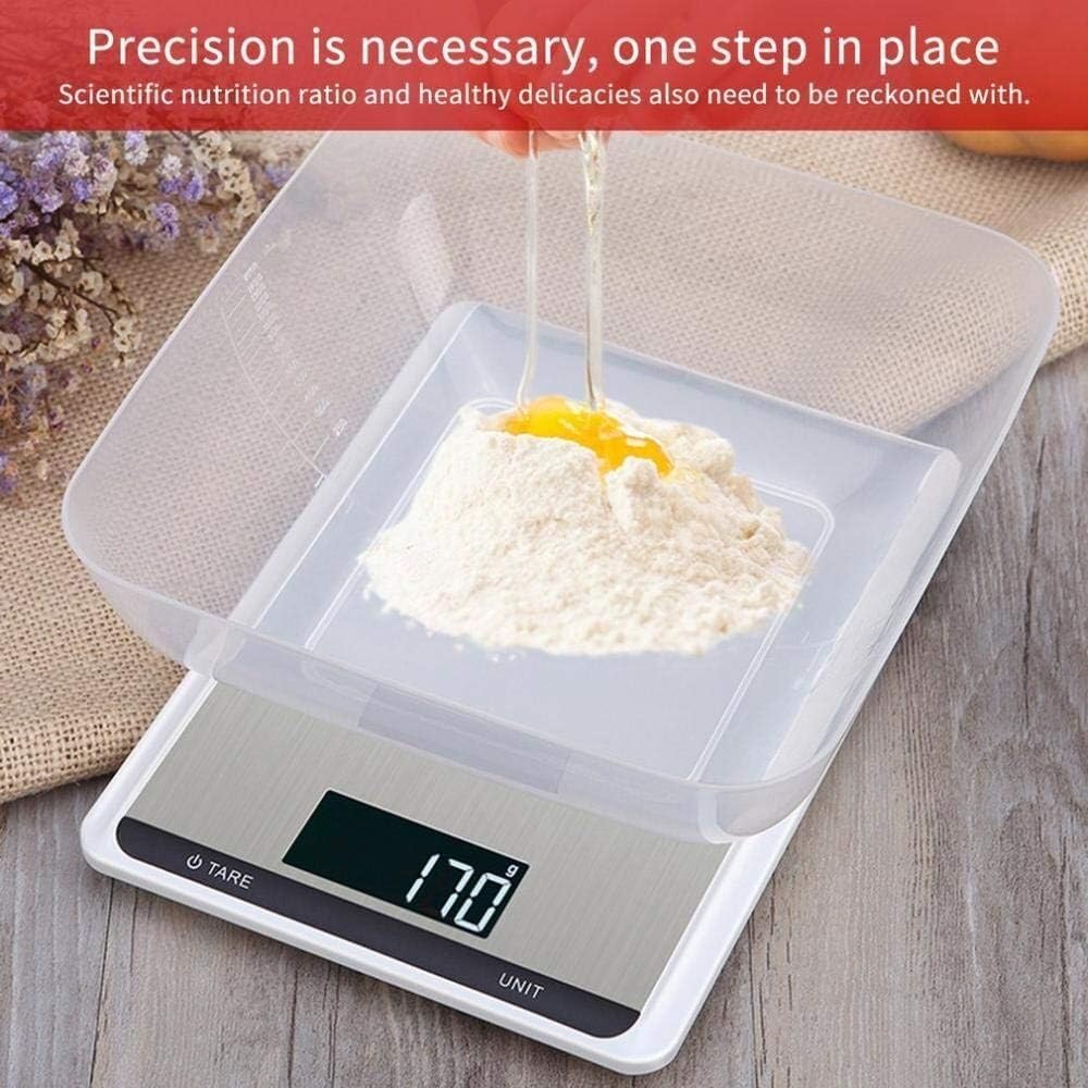 Balanza de pesaje de Alta precisión de Acero Inoxidable para Cocina y joyería, báscula Digital portátil iluminada para medir Alimentos y Cocina, Color Negro.,Black