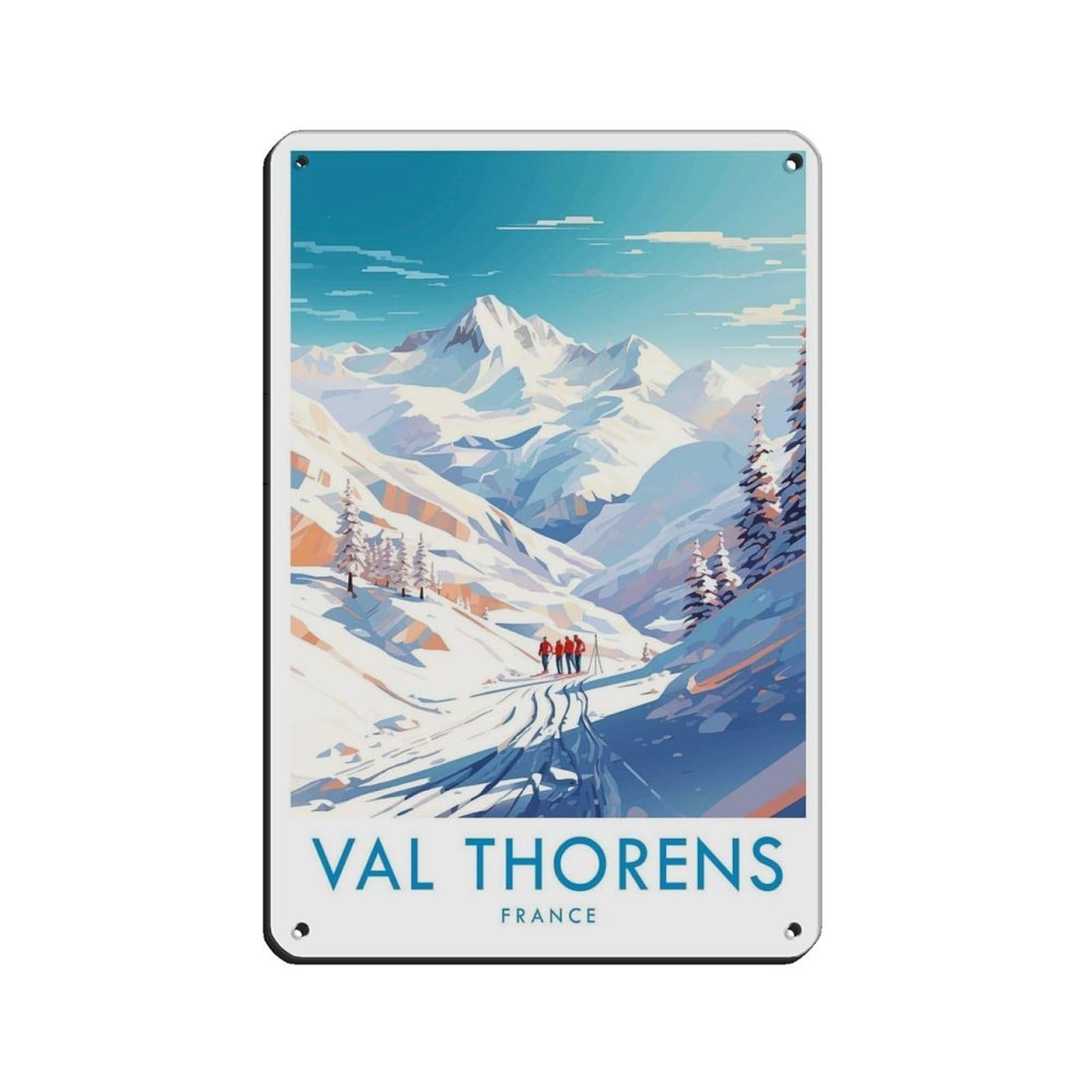 Val Thorens Travel Poster, France, Travel Decor Retro Poster Metal Tin Sign Chic Art Retro Iron Painting Bar People Cave Cafe Family Garage Poster Wall Decoration 8x12inch(20x30cm)
