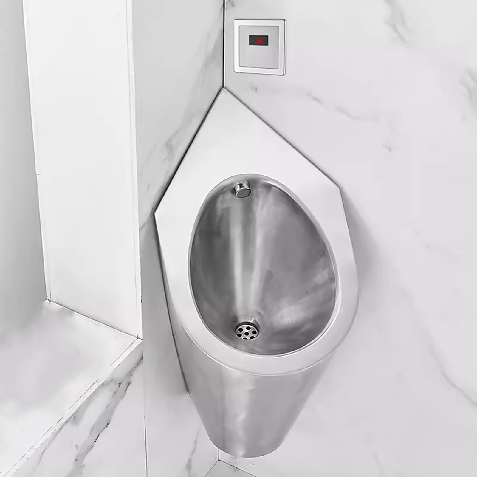 iumLeap 304 Stainless Steel Urinal, Wall Mounted Corner Urinal, Intelligent Induction Design, Household/Commercial Men's Adult Urinal, Urinals for Spill Proof, for Use in Small Space