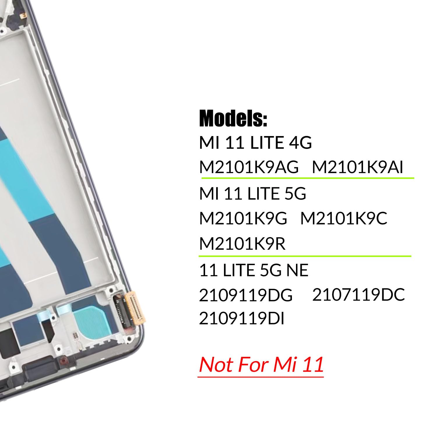 Amazon.com: Replacement for Xiaomi Mi 11 lite 5G | 11 lite 4G | 5G