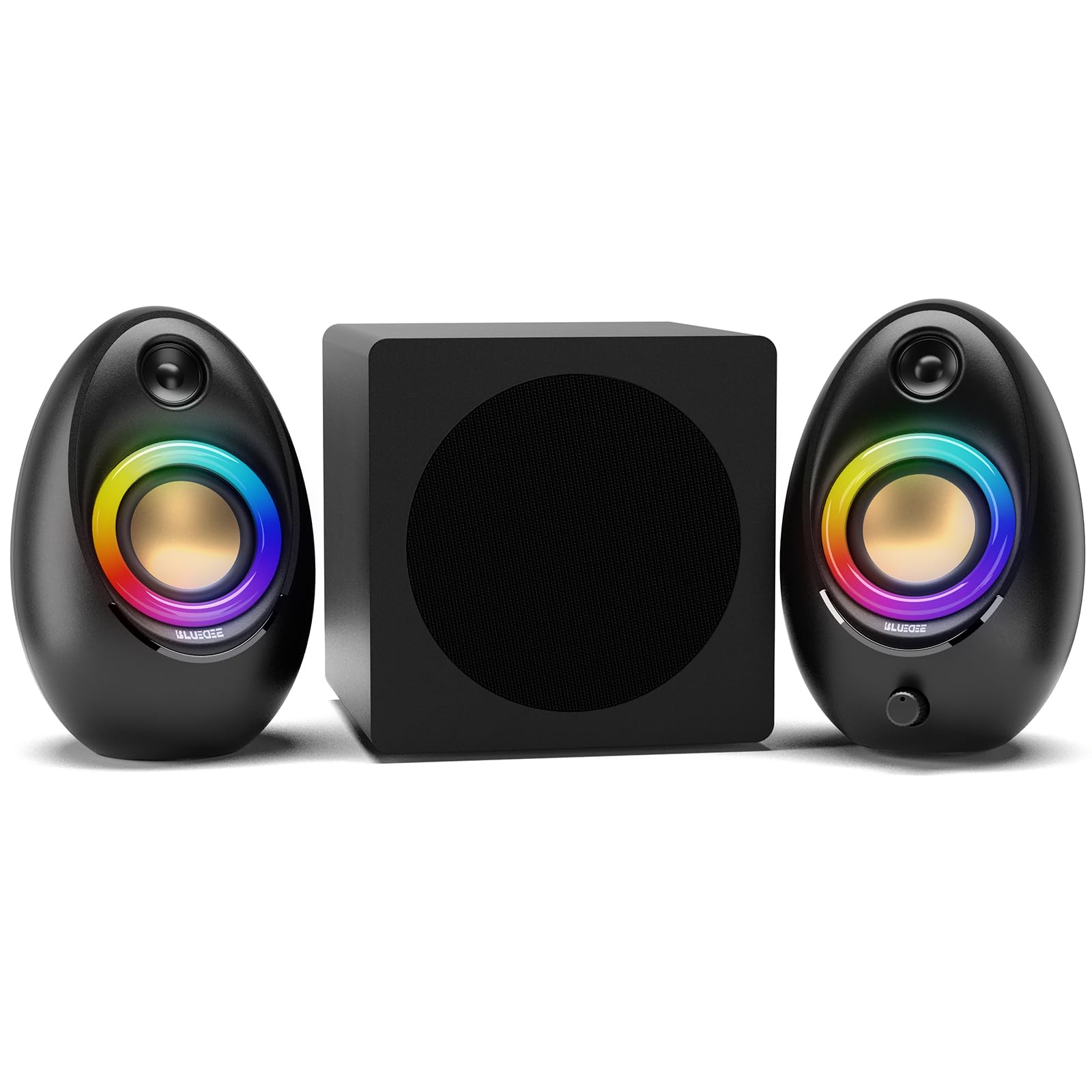 Bluedee Computer Speakers with Subwoofer, 2.1 PC Speakers with Deep Bass and 80W Peak Power, Adapter Powered, Bluetooth 5.4 & USB/USB-C/AUX-in, RGB