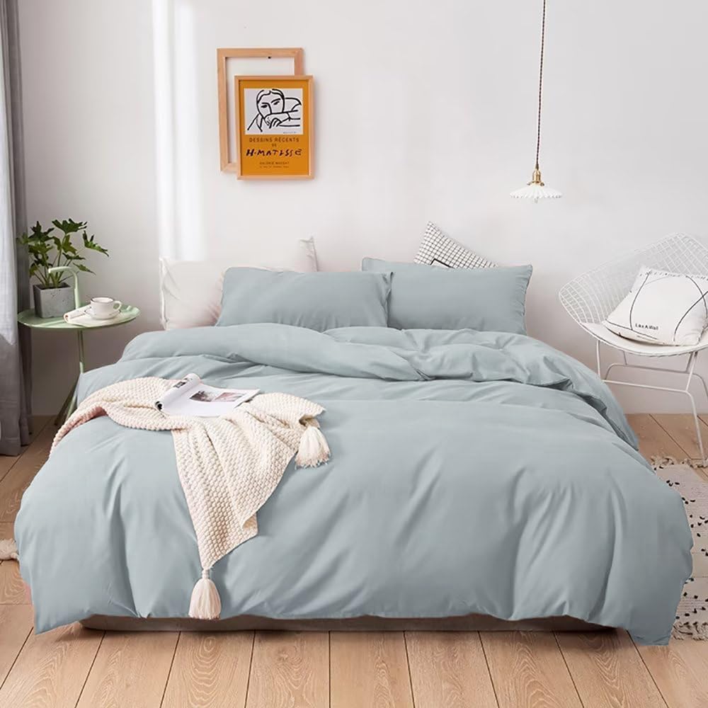 Houseri Blue Comforter Set Queen Haze Blue Bedding Women Girls Light Blue Comforter