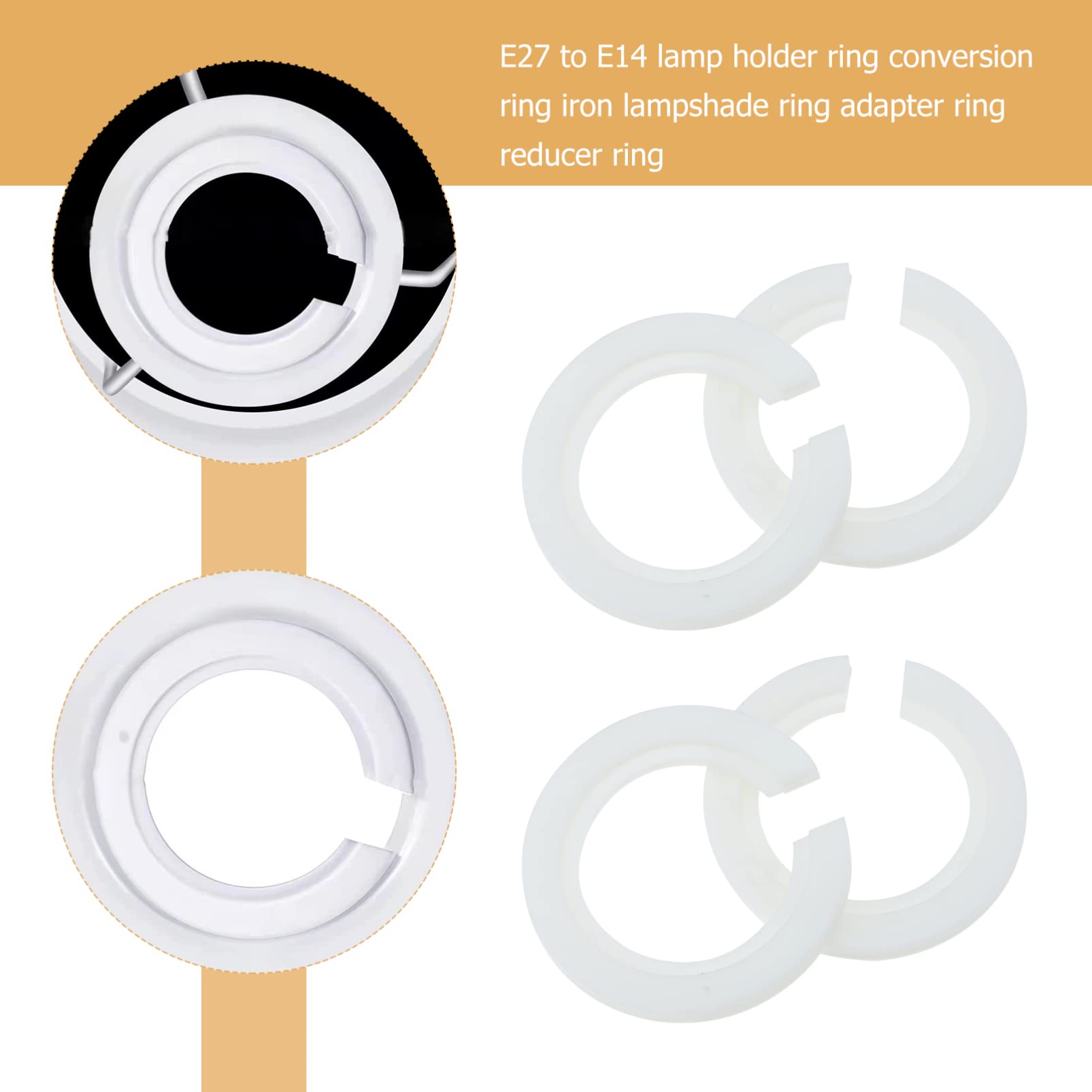 jojofuny 24piezas Convertidores Plástico Pantallas Lámparas Anillo Adaptador Accesorios