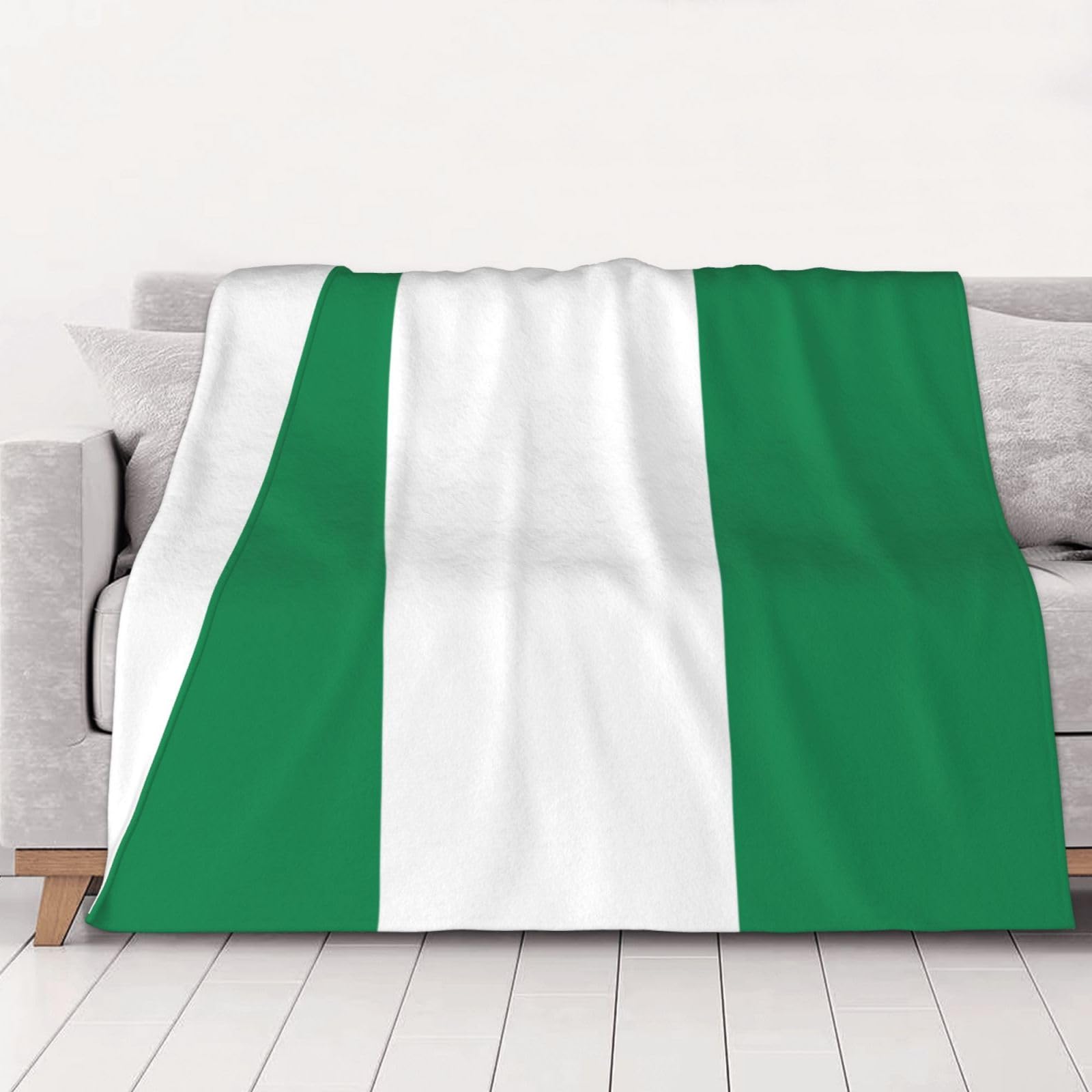Jejea Black Flag Of Nigeria Print Flannel Blanket Plush Throw Super Soft Flannel Blankets For Couch, Bed, Sofa For All Seasons