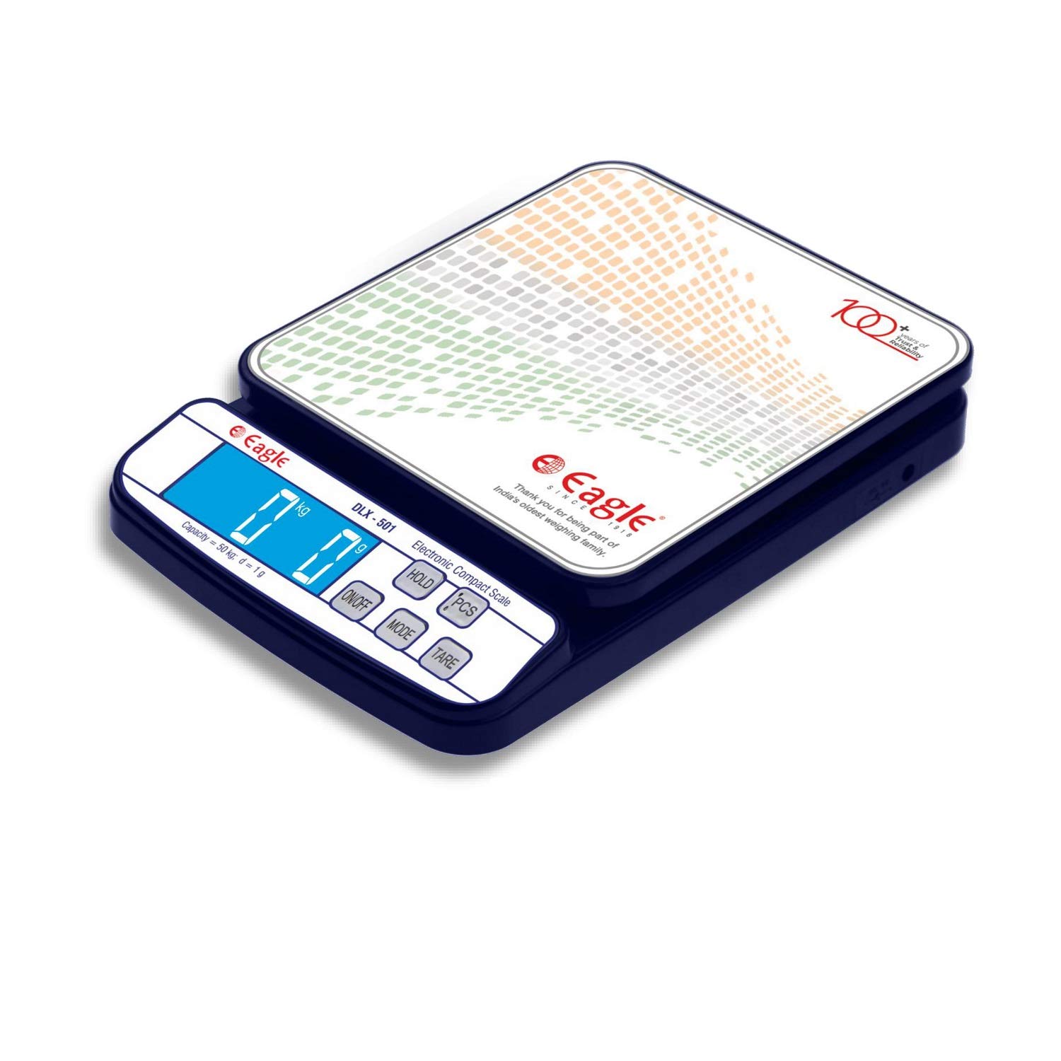 Eagle Digital Weight Machine for kitchen with 50 kg Capacity, LCD Kitchen Weighing Scale 24MM for Fruit Shop & Bakeries with Tare & Counting Function, Auto-Shut, Low & Overload Indicator (DLX-501)