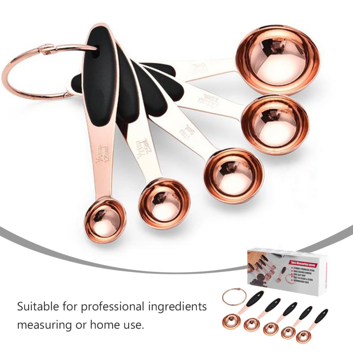 ULTECHNOVO 3 Ensembles Ensemble De Cuillères à Mesurer Cuillere Doseuse Accessoires De Cuisine Outil De Cuisson Acier Inoxydable Rose