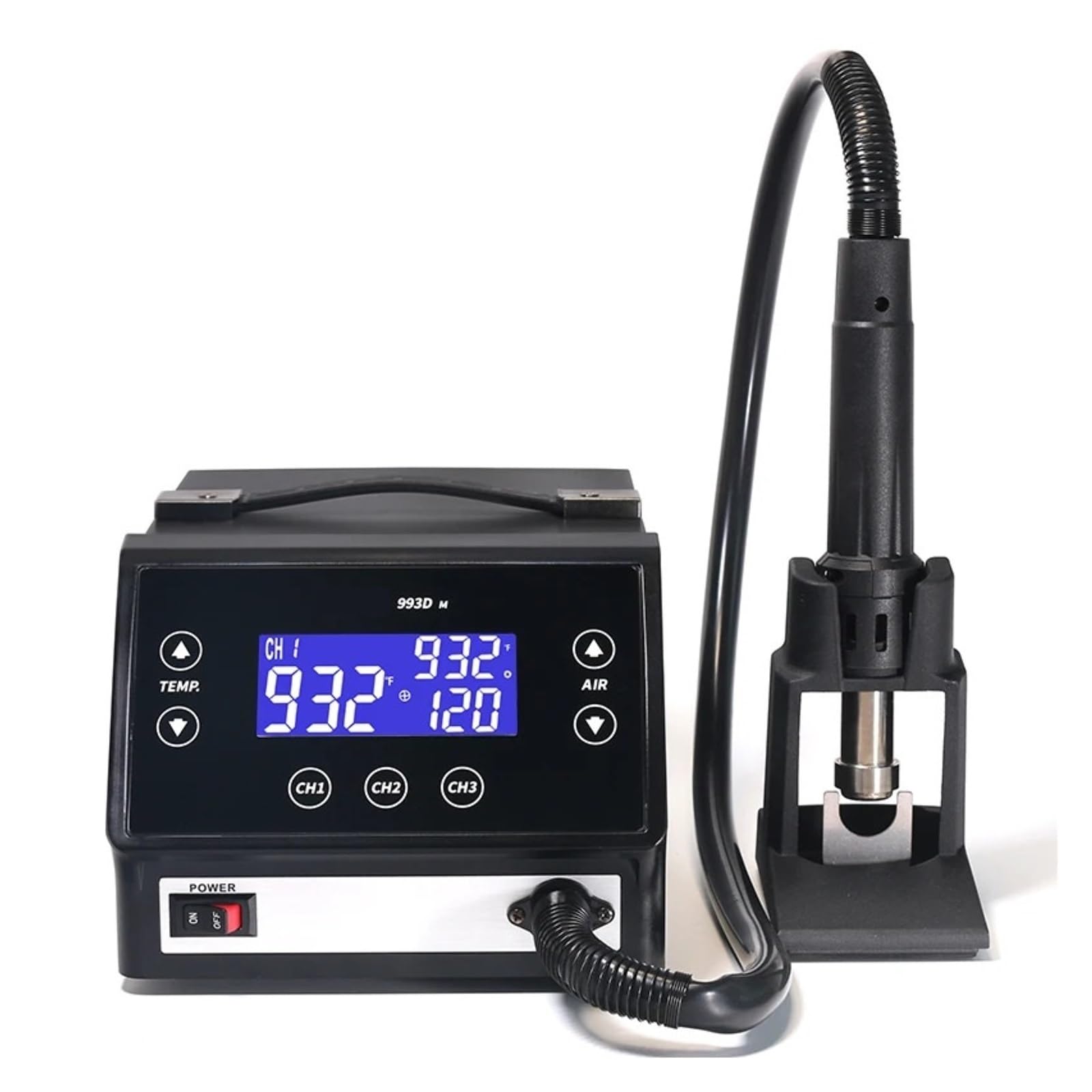 993DM Stazione di rilavorazione ad aria calda touch screen da 1000 W, ventilatore senza spazzole 3 canali,Giunzione Termica