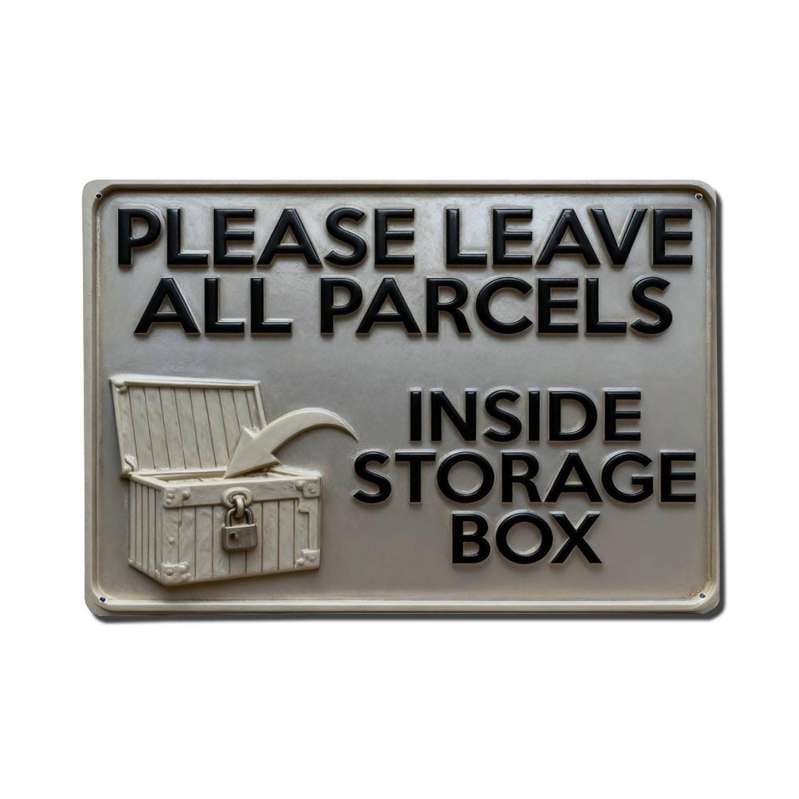 Iageret Vintage Please Leave All Parcels Inside Storage Box Metal Tin Sign Retro Wall Decor, Bar Garage Cafe Kitchen Home Wall Art Poster Decoration 8X12inches