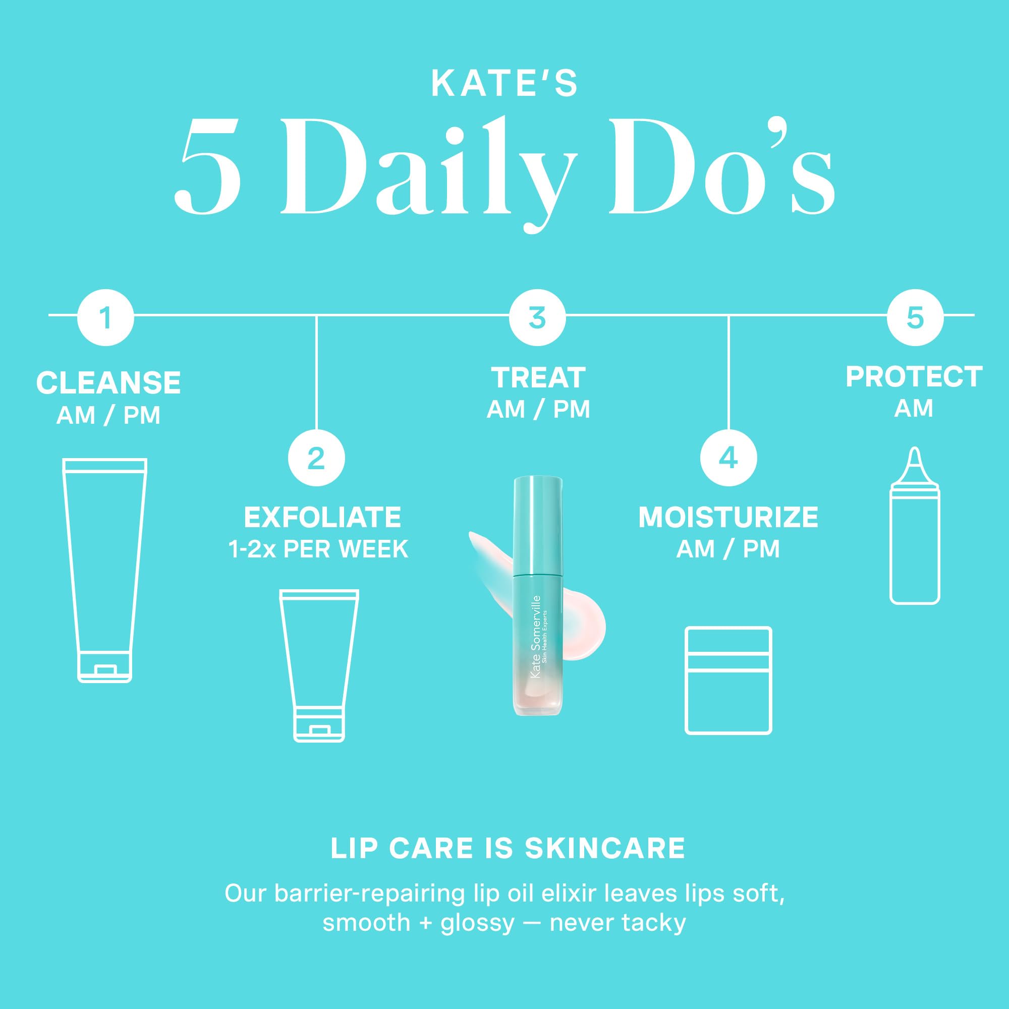 Kate Somerville Pro-Collagen Lip Oil Elixir – Hydrating Lip Balm for Plump, Glossy Lips, Clear No-Tint Formula, 0.24 Fl Oz