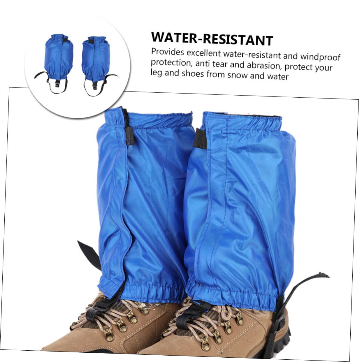 TOYANDONA 3 Paires Guêtres de Randonnée Neige Imperméables et Respirantes Protections Thermiques pour Jambes Accessoires pour Activités Extérieures Bleue