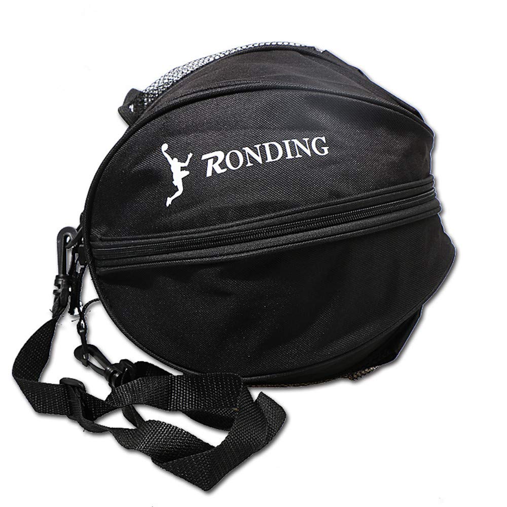 Basketball Bag Soccer Ball Football Volleyball Softball Sports Ball Bag Holder Carrier with Adjustable Shoulder Strap 2 Side Mesh Pockets (Black)