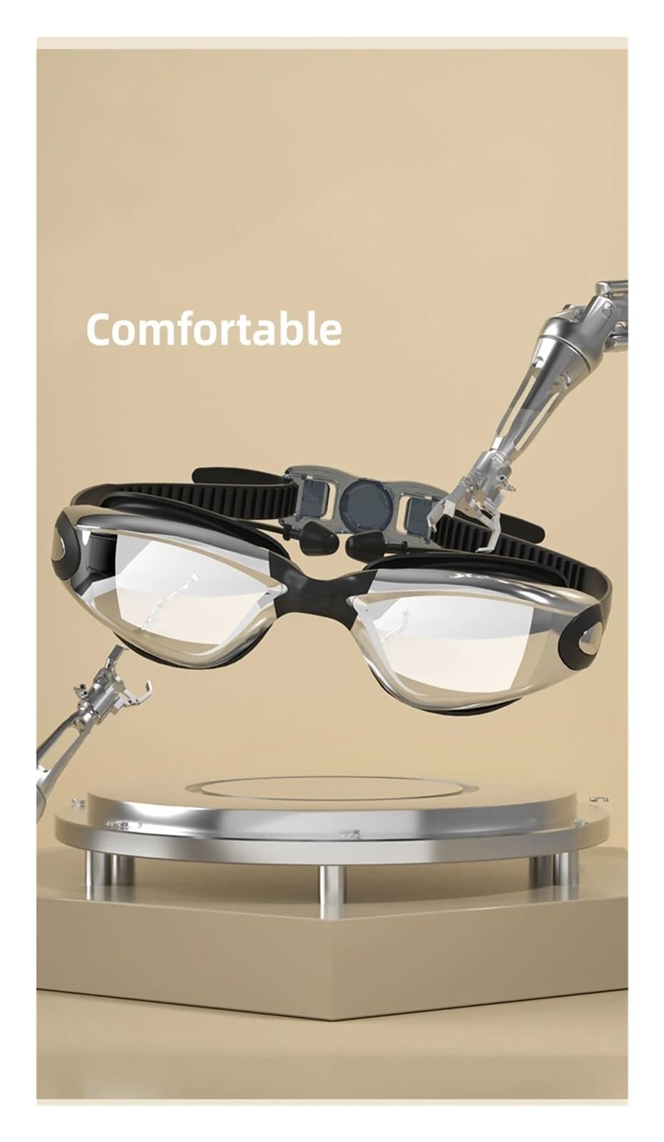Masque Lunettes de Natation étanches antibuée HD pour Hommes et Femmes, Grande Monture, Ensemble de Lunettes de Natation et de plongée Masque plongée(F)