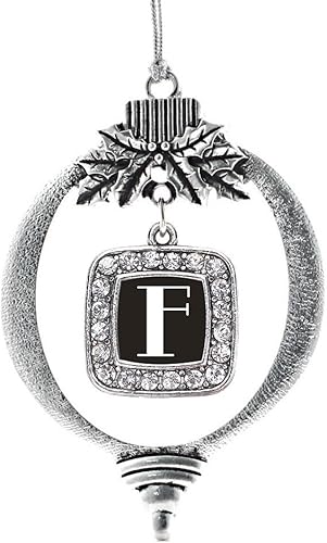 Miniatura 103 de Inspired Silver - My Vintage Initials - Adorno con dije de letra J - Adornos navideños cuadrados de plata con joyas de circonita cúbica