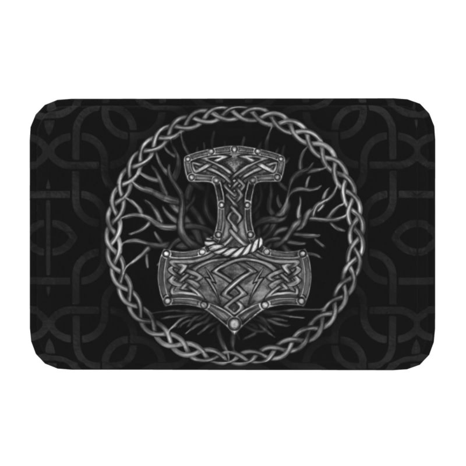 Paillasson Mjolnir Thor tapis d'entrée viking nordique Arbre de Vie pour maison et cuisine