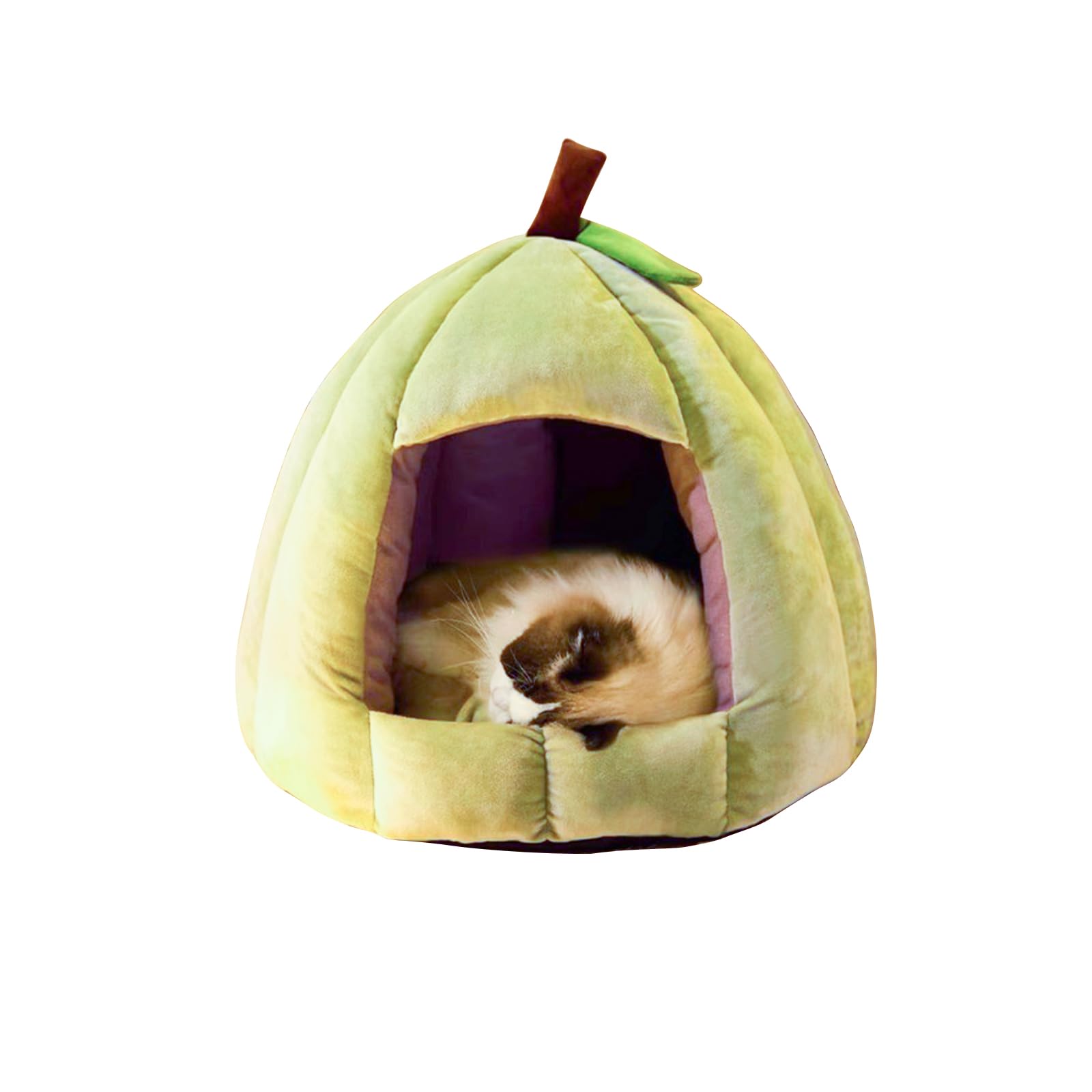 Galatée Lit pour Chat Et Chien - Tente Igloo en Peluche Douce avec Coussin Amovible Et Lavable, Maison Chaude pour Animaux De Compagnie (L, Vert)