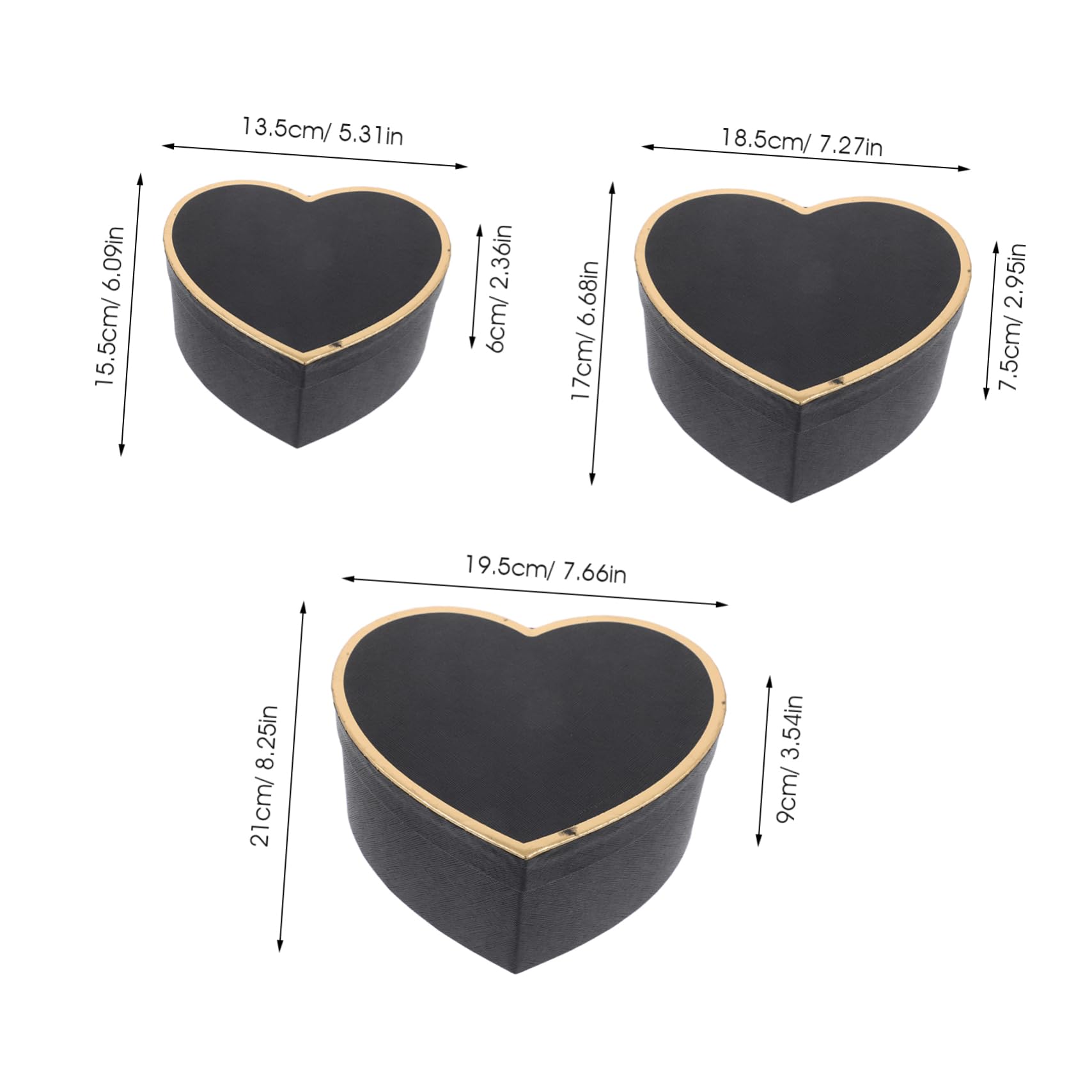 VALICLUD 9stücke Herzförmige Geschenkboxen Verpackung Für Valentinstag Hochzeiten Und Besondere Anlässe Für Süßigkeiten Schmuck Und Kleine Schwarz