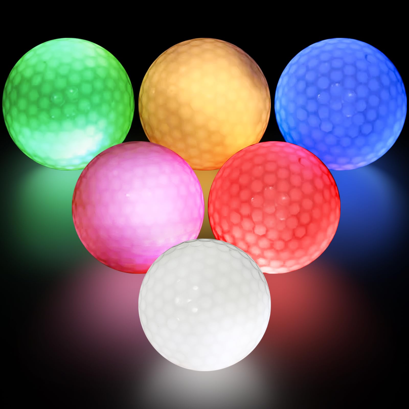 6 Pelotas de Golf Coloridas Light Up Flashing Glowing Pelotas de Golf LED Luminosas para Entrenamiento Nocturno