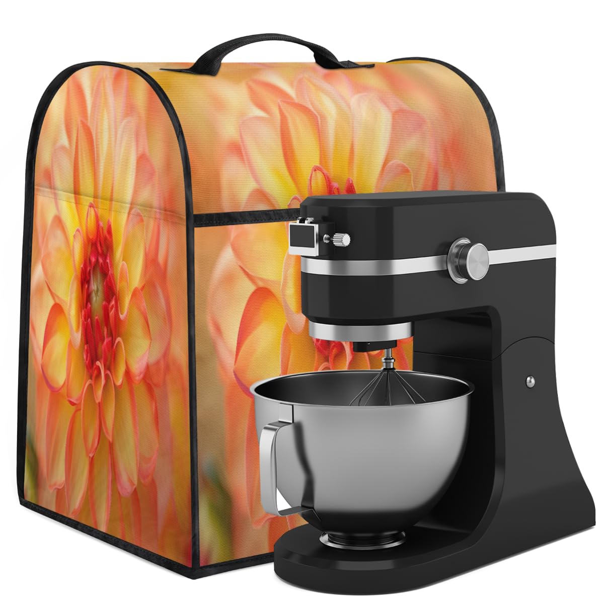 Coffee Maker Cover Dahlia Flower Kitchen Appliance Covers Small Appliance Covers Blender Cover Juicer Cover Dust Covers for Kitchen Appliances with Top Handle and Pockets,Washable,B752