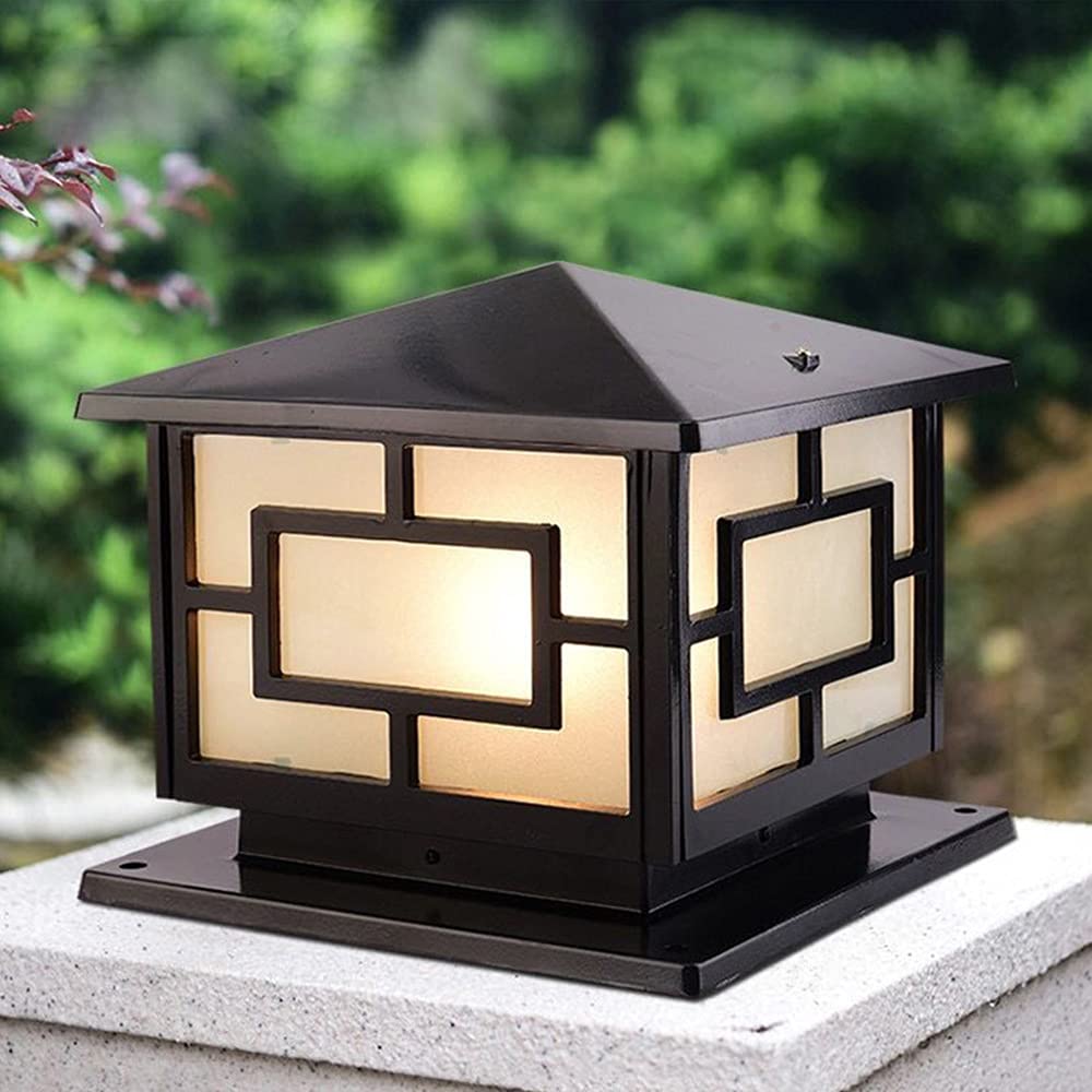 Chao Zan Nordic Retro Design Outdoor Post Lights Rainproof IP55 Lamp Posts Luxurious Power Connection High Temperature Resistance Anti-Corrosion Lighting Fixtures Apply to Path Garage（Black,30cm
