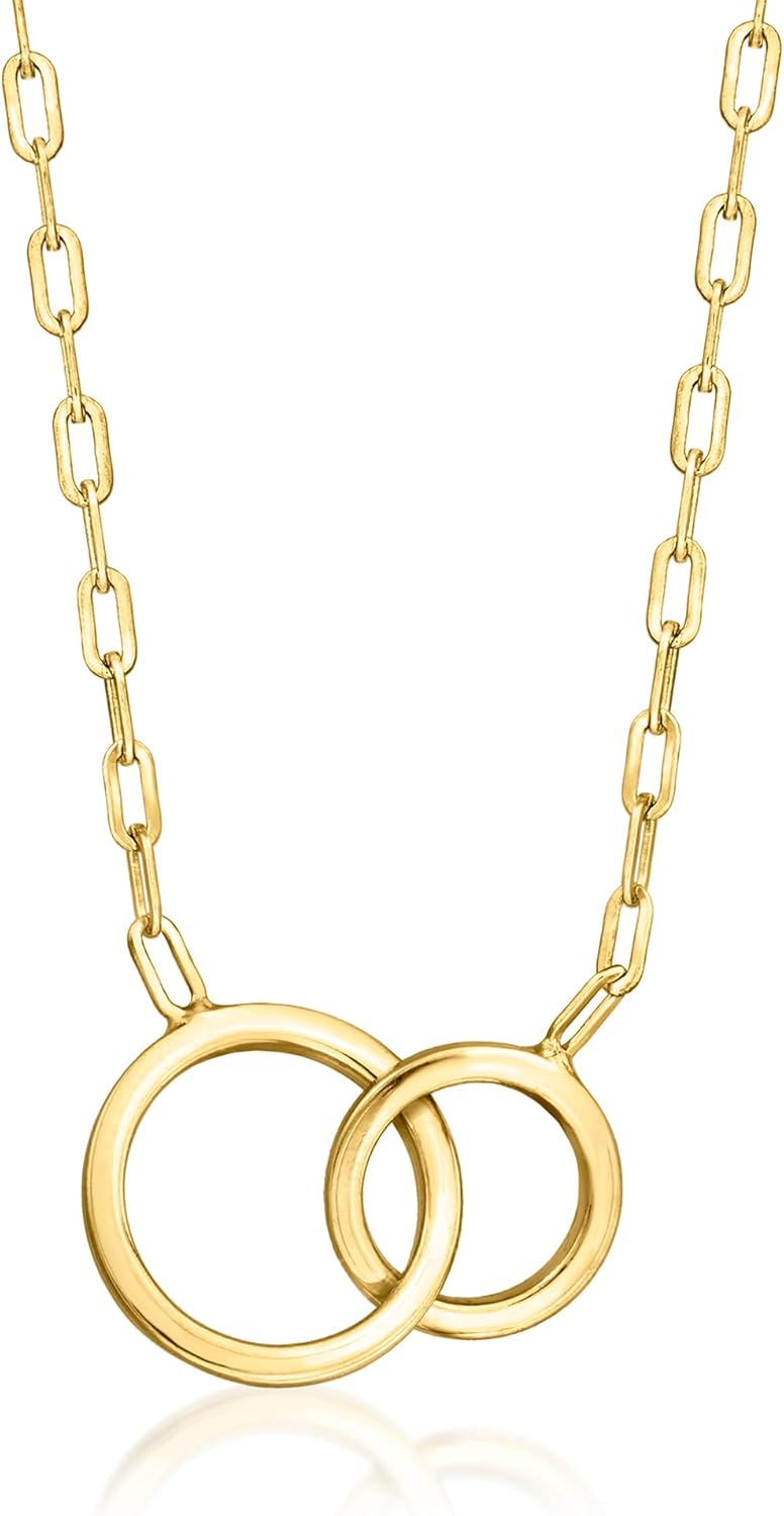 Pure Collection by Ross-Simons Italian 18kt Gold Over Sterling Double-Circle Necklace. 16 inches
