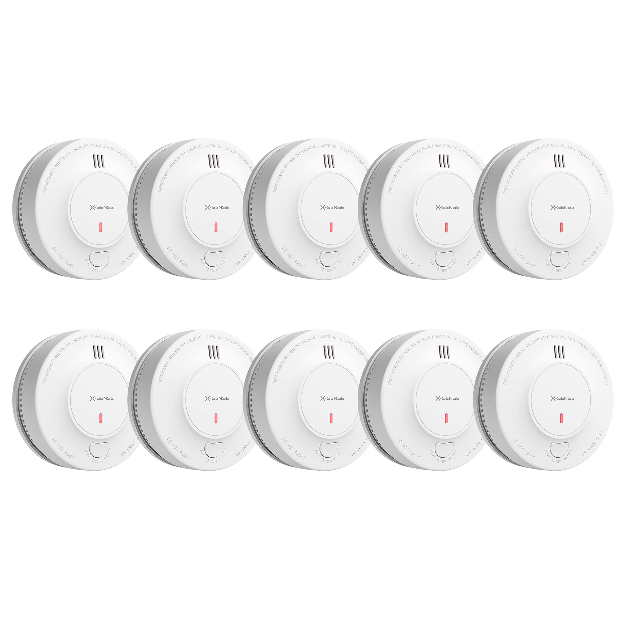 X-Sense Detector de Humo Mejorado batería de 10 años, Alarma de Incendio con Sensor fotoeléctrico, Alarma de Incendio certificada CE y TÜV Rheinland EN14604, SD19, 10 Piezas