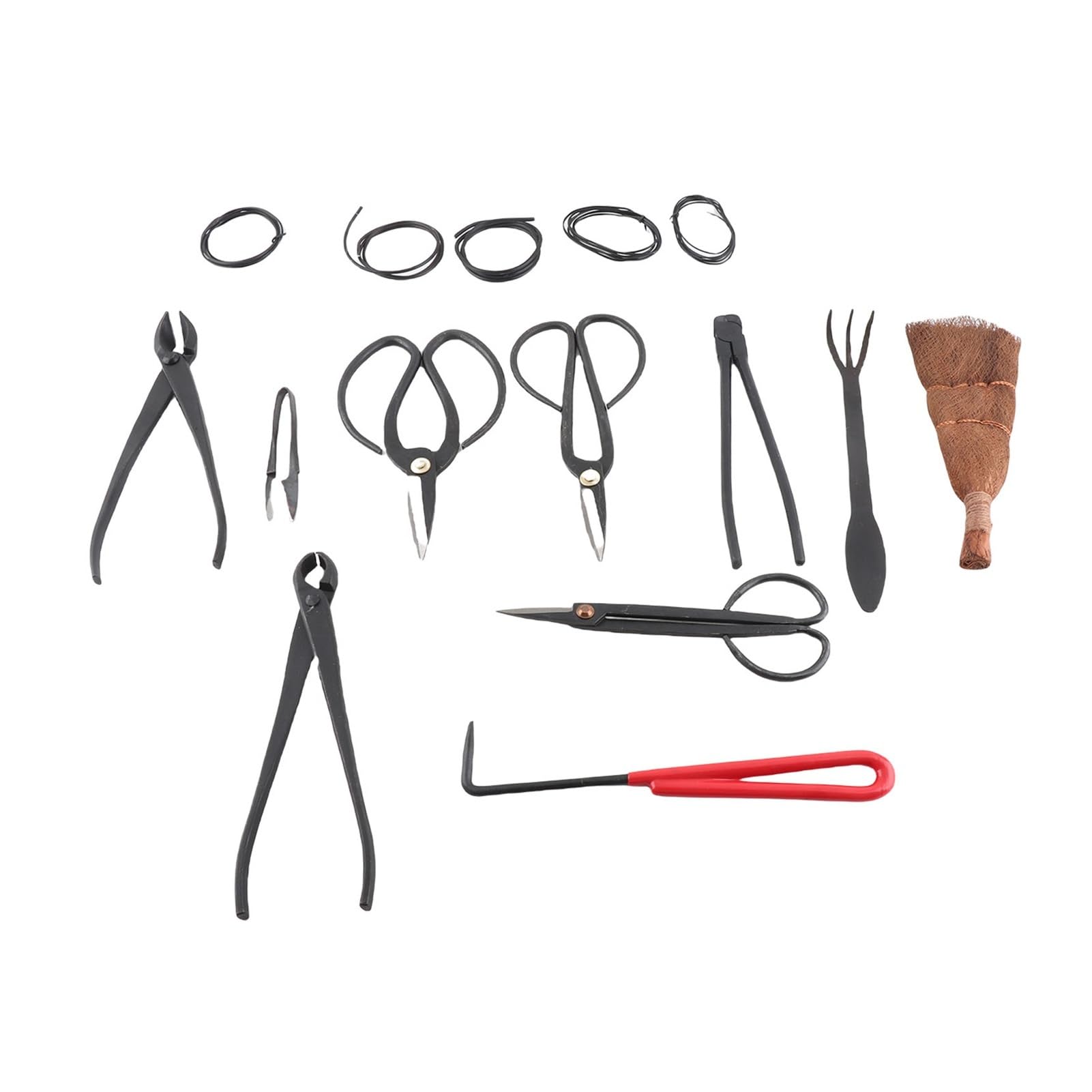 ESESE Juego de Herramientas Profesionales for bonsái de 5 Piezas: Tijeras de podar de Acero al Carbono, recortador de Hojas con Bolsa de Transporte, rastrillo y Cortador de Ramas. Kit Completo