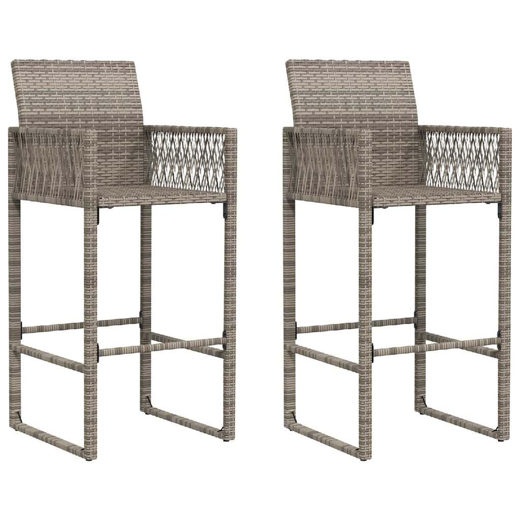 vidaXL Ensemble de Bar de Jardin 3 pcs sans Coussins Gris Poly rotin, Ensemble de Table de Bar, Table et Chaise de Bar, Ensemble Table de Bar et Tabouret