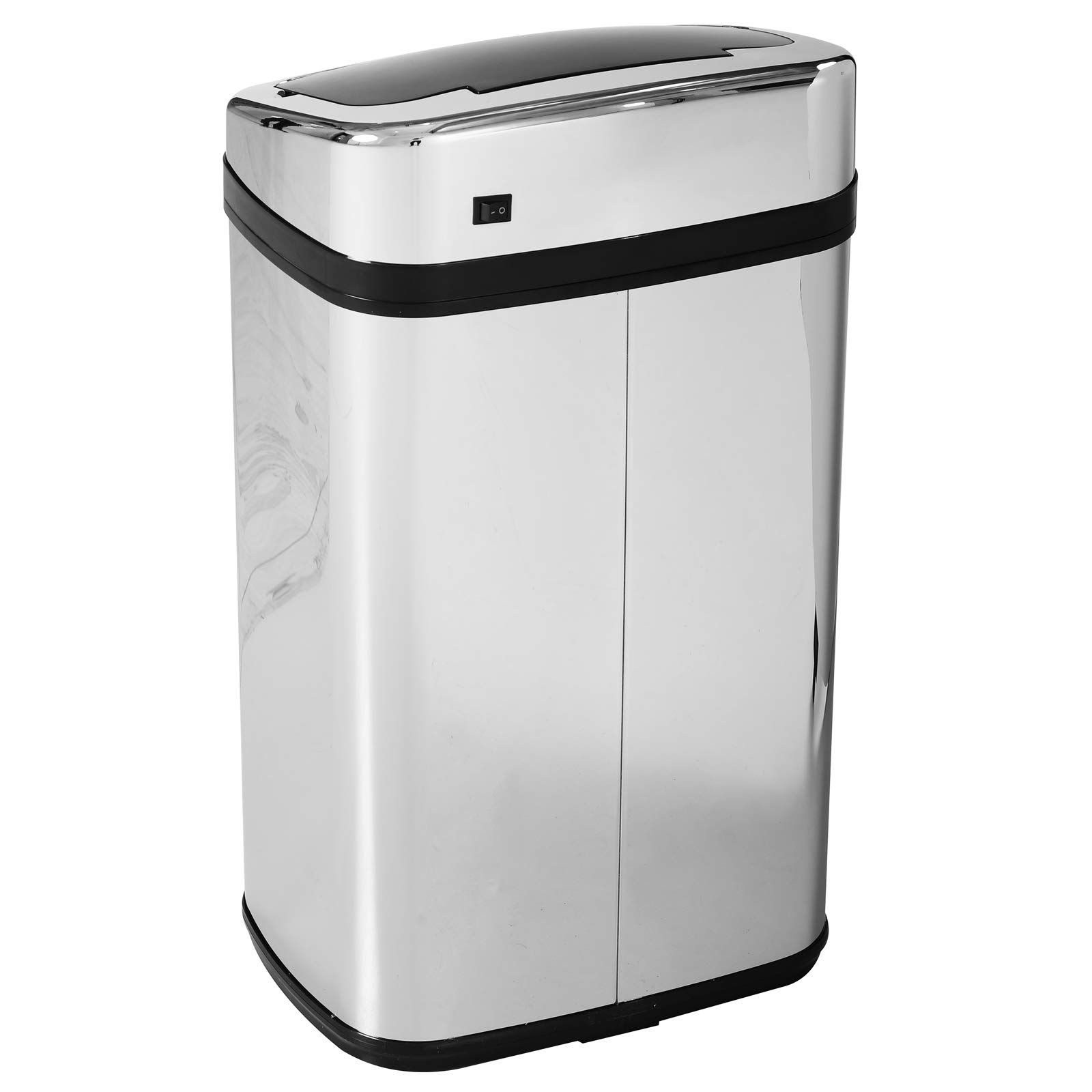 HOMCOM Papelera de Cocina 30L Cubo Basura Sensor Detector Movimiento Plata | Apertura Automático, Acero Inoxidable y ABS