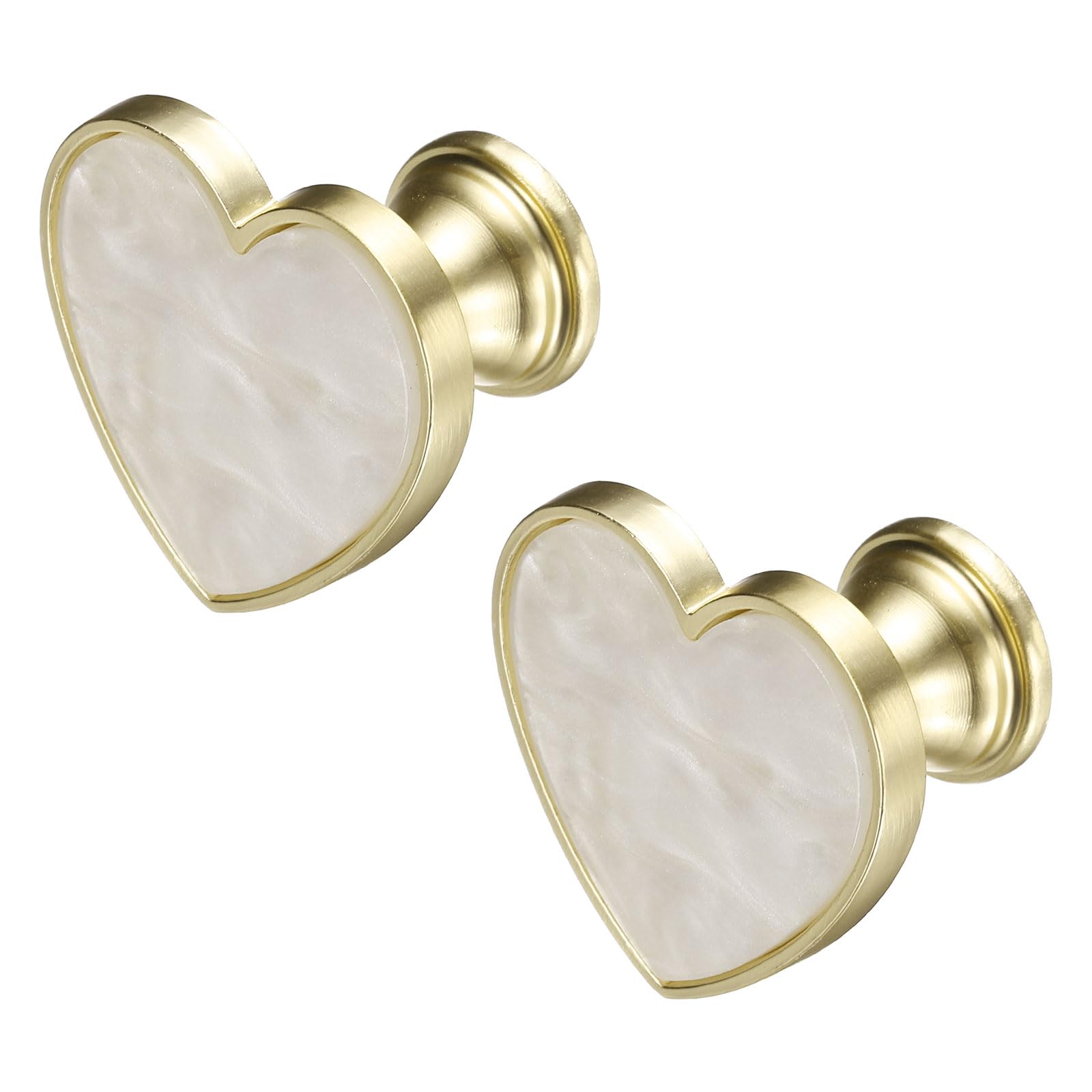 sourcing map 2Pcs Drawer Knobs, Zinc Alloy Decorative Heart-Shaped Pull Handles with Screws for Furniture Dresser Wardrobe Cupboard, White