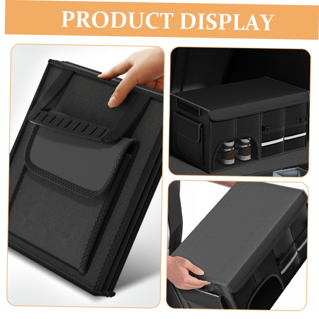 Cabilock Organizador Plegable de Gran Capacidad de Maletero para Coche de Tela Oxford Negra, con Múltiples Compartimentos para Camping y Uso en Maletero