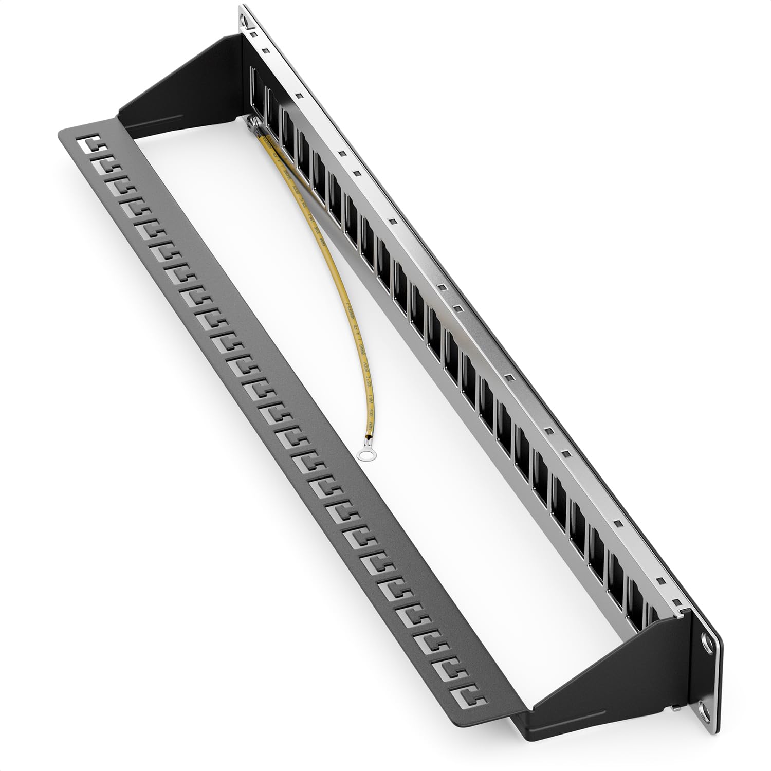 deleyCON 24 Port CAT 7 Panneau Patch Modulaire 1 HE + 24x RJ45 Coupleur (Prise vers Prise) CAT 7 Keystone Module - 19" Pouces Montage Rack Serveur Compatible avec CAT5 CAT6 CAT7 CAT8 Câble Patch Noir