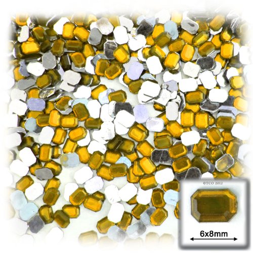 144pc Acrylic Aluminum foil Flat Back Octagon (Rectangle) Rhinestones 6x8mm Clear