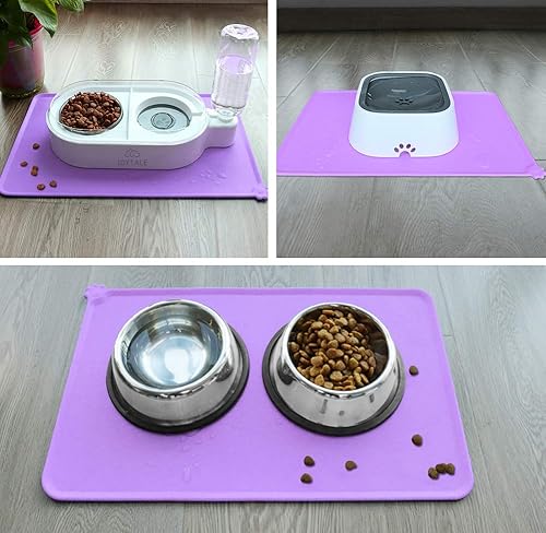 Miniatura 3 de Joytale Tapete de comida para perros y gatos, 18.5 x 12 pulgadas, de silicona, impermeable, para gatitos y perros, manteles individuales