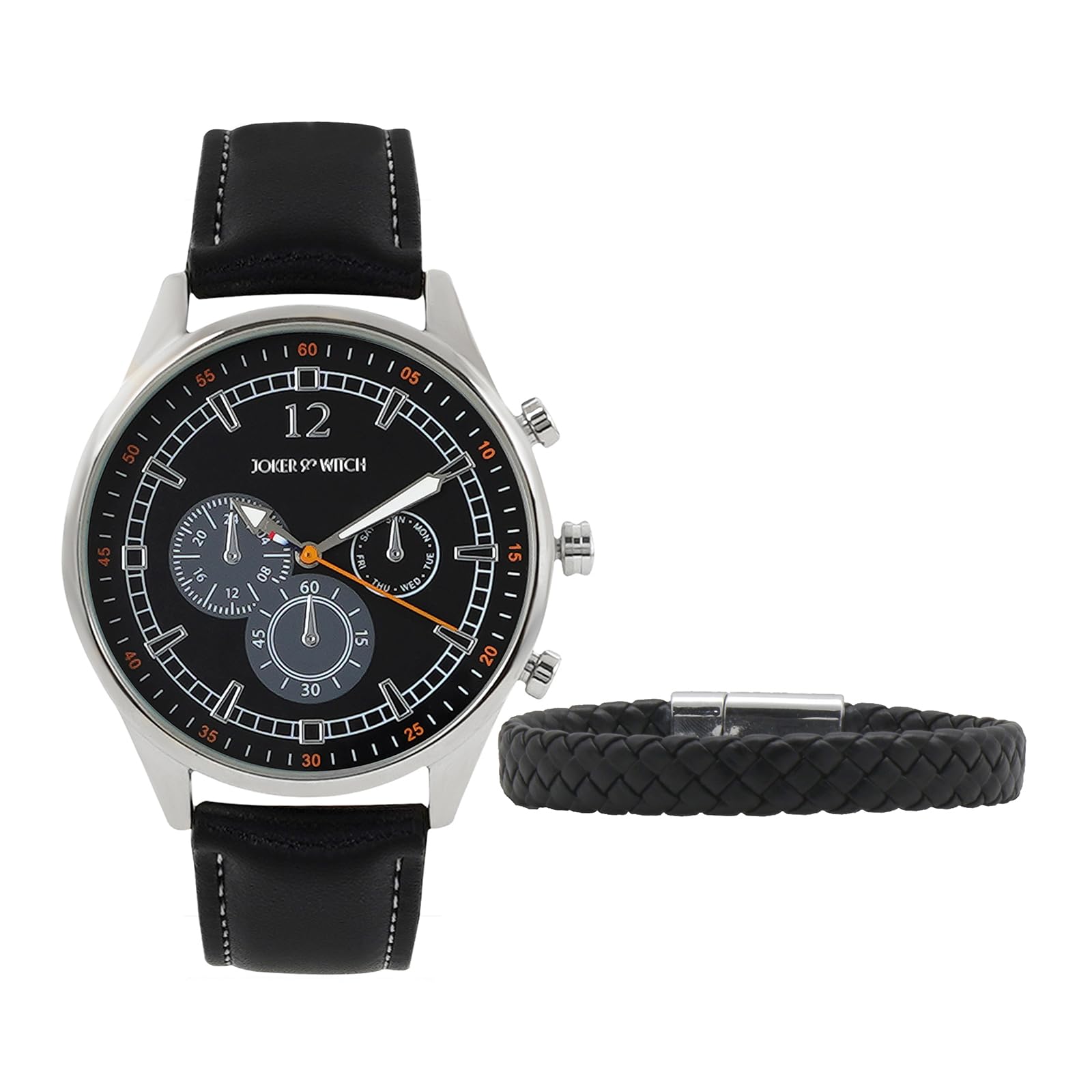 Joker & Witch Analog Black Dial Black Band ARLO MENS Faux Leather Watch BRACELET STACK (B0CQT8S795) Amazon Price History, Amazon Price Tracker