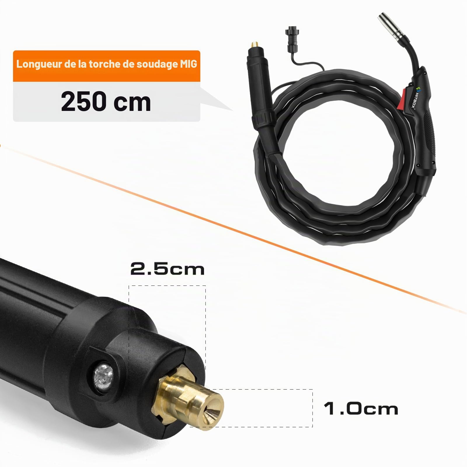 HITBOX Torche de Soudage MIG MB 14AK, 2.6m, Connecteur Euro