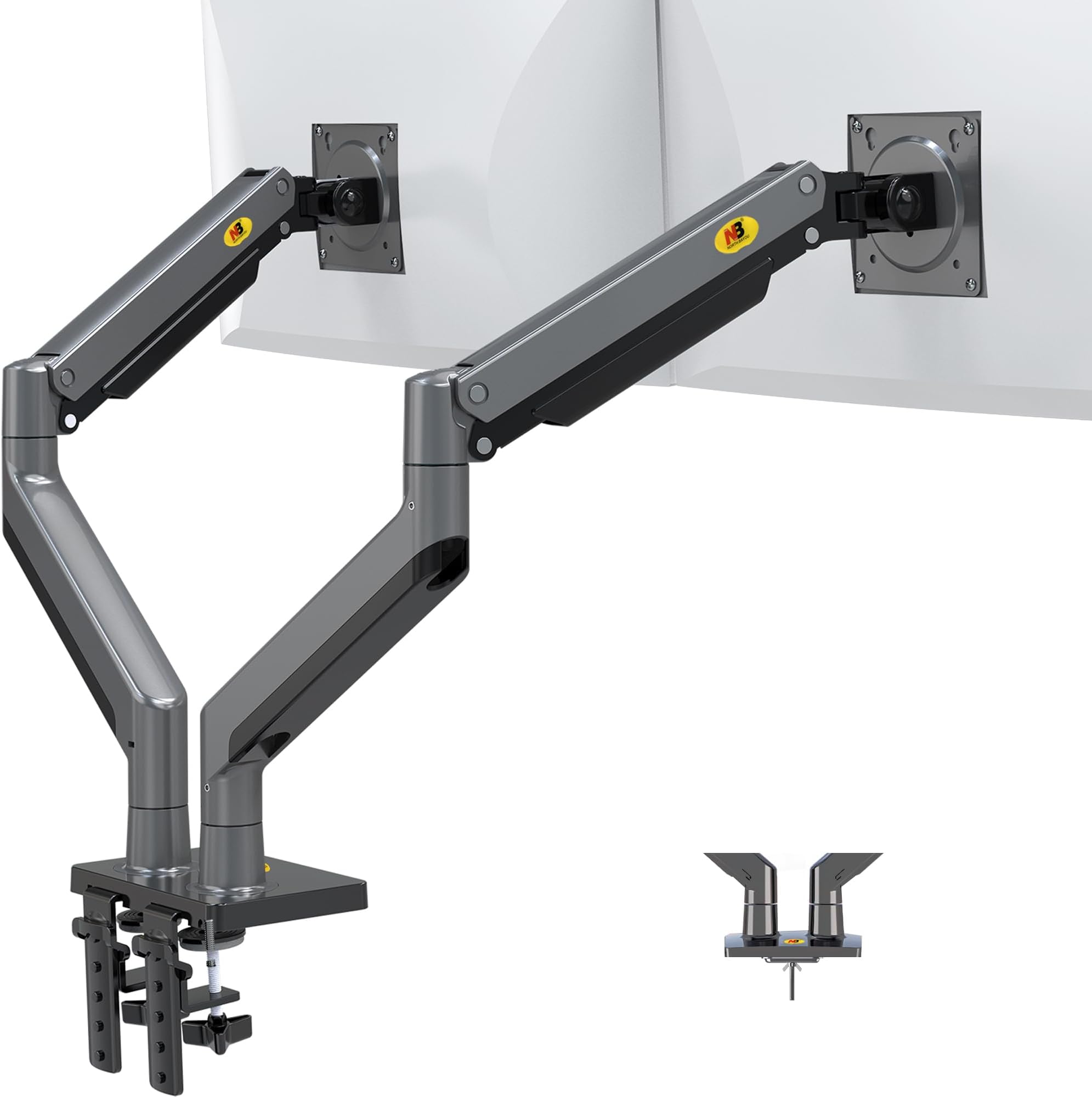 Dual Monitor, 22''-32'', Arm Ultra Wide Full Motion Swivel Mount with Gas Spring, Load Capacity from 4.4 to 33lbs Each Height Adjustable Stand G35