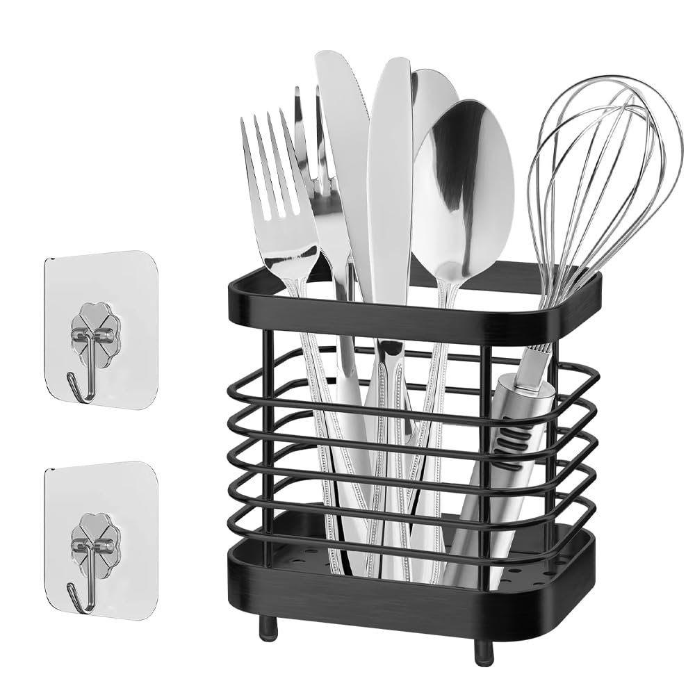 Portaposate Sospeso Portaposate Da Cucina In Acciaio Inox, Rastrelliera Per Scolare Le Forchette, Porta Bacchette, Utensili Da Cucina, Organizer Per Utensili Da Cucina, Antiruggine Scolaposate Sospeso - 8