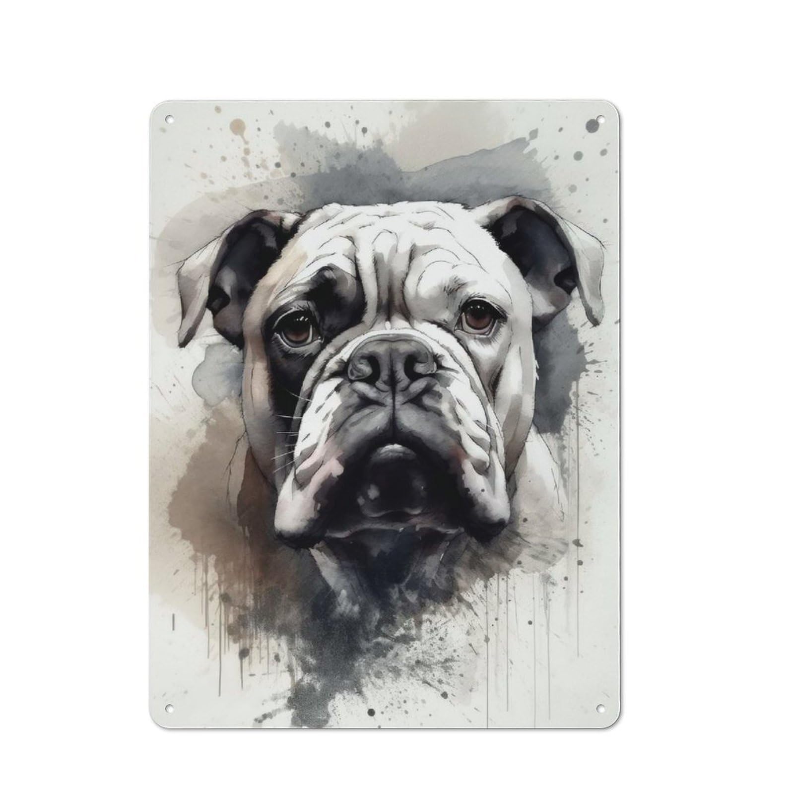 Junmoney Bulldog Beauty Black Ink Metal Wall Sign 40X30cm Featuring For Garage Wall, A Housewarming Gift For People Furnishing A Garage