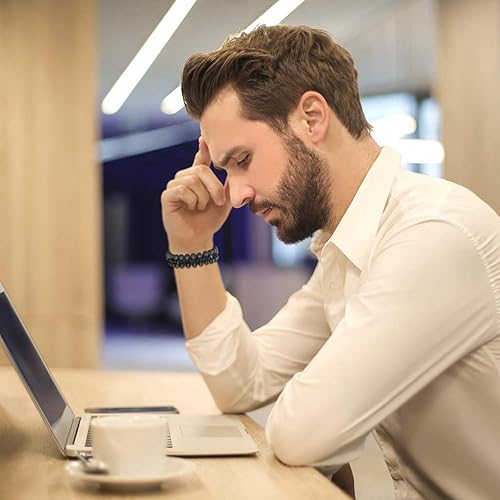 Miniatura 5 de Jovivi Pulsera de cuentas de chakras, ojo de tigre, piedras preciosas de ónix negro, obsidiana, piedra de lava, piedra de lava, pulsera difusora de